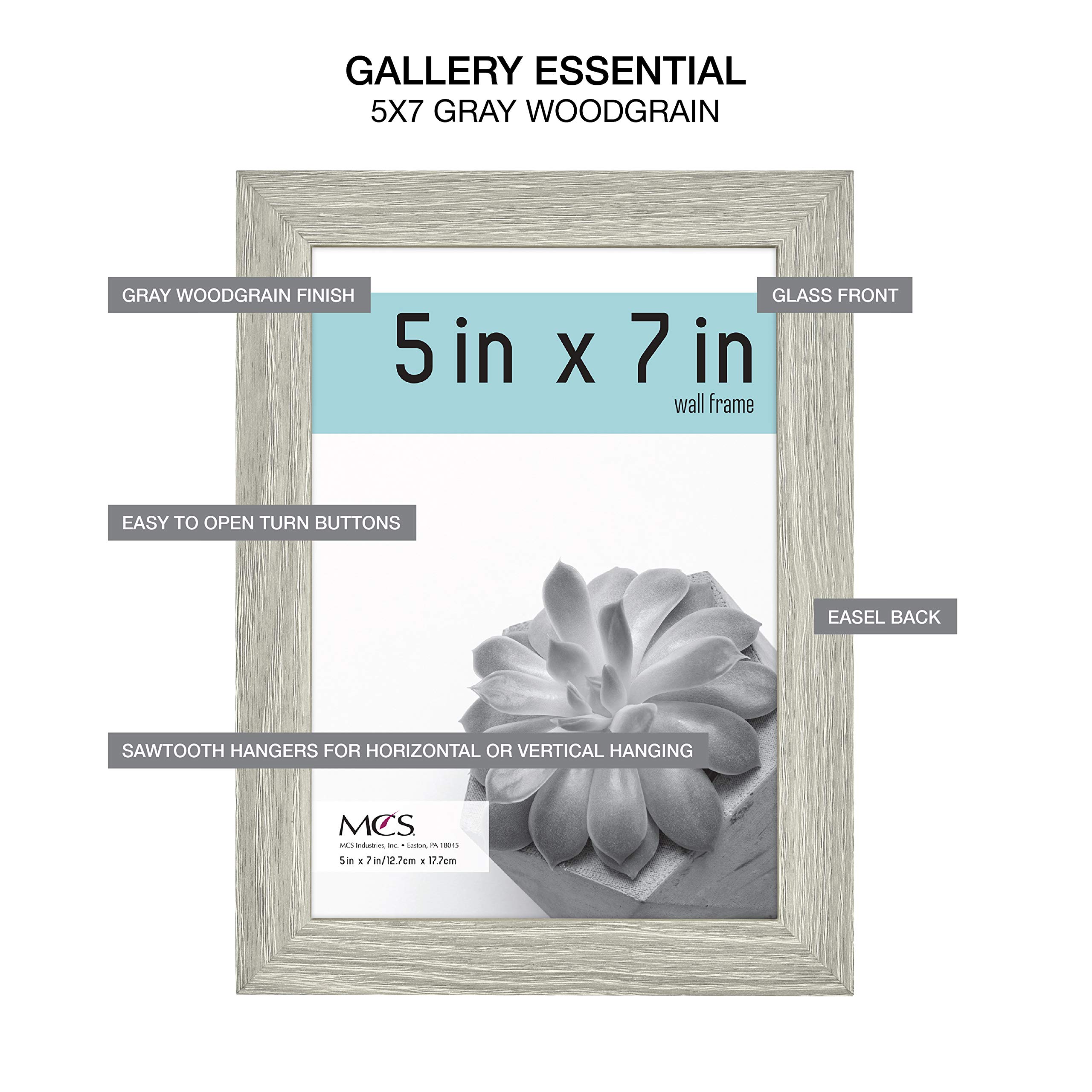 MCS Gallery Essential Picture Frames Set - 10 Piece Wall Photo Frames (4x6, 5x7, 8x10 Inches) - Gray Woodgrain for Home Decor, Living Room, Bedroom & Office Display