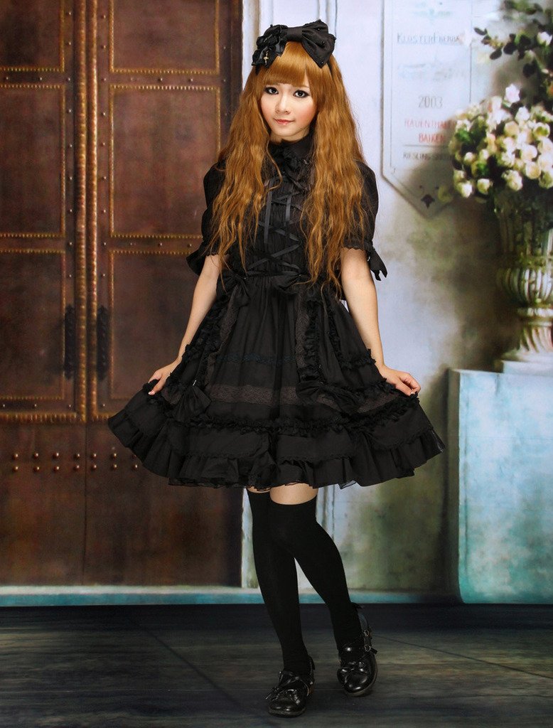 Gothic Lolita Dress for Women - Elegant Black Victorian Style Dress with Ruffles | Perfect for Cosplay, Halloween, Anime Conventions & Gothic Fashion