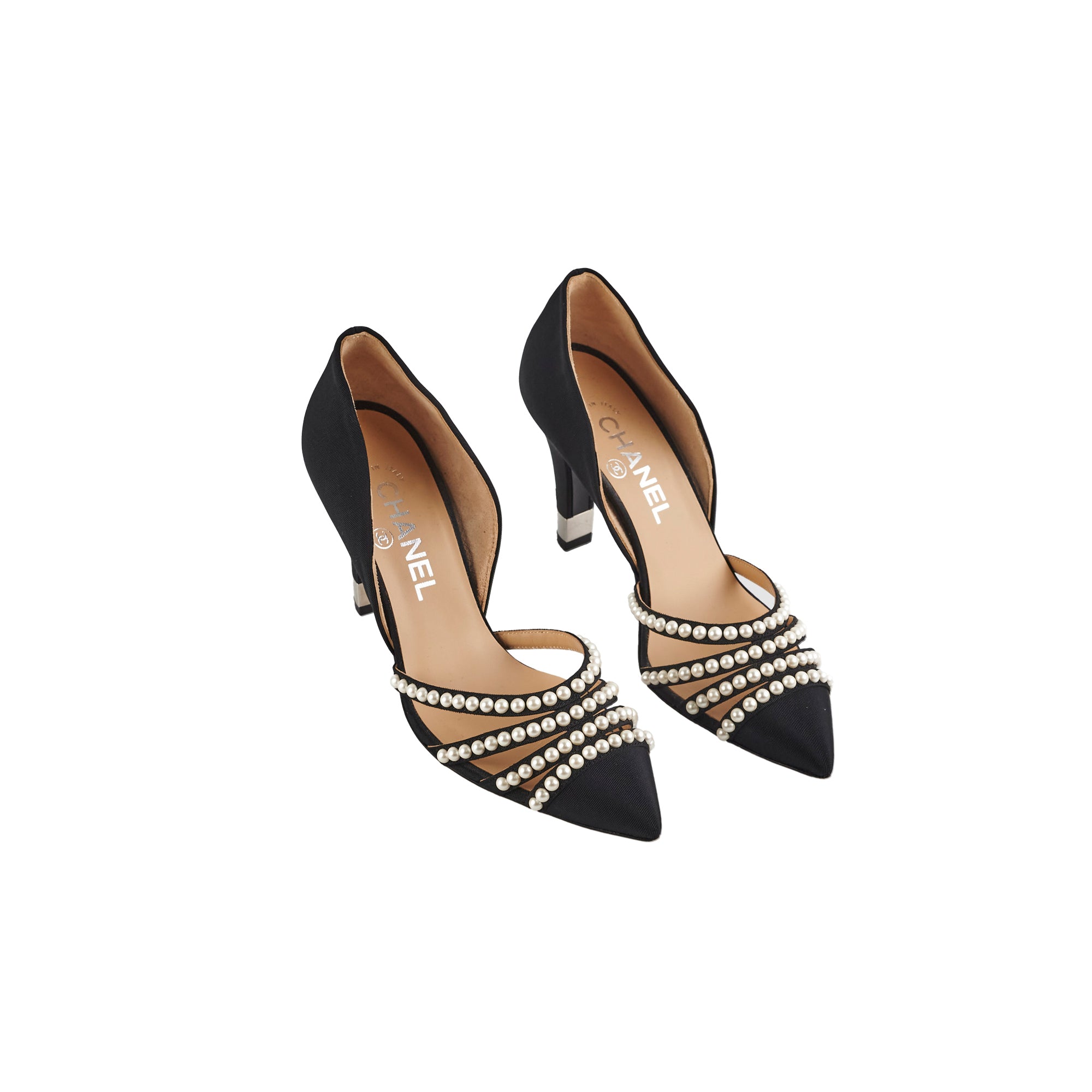 Chanel Black Pearl Heels Women's Size 36 - Luxury High Heel Pumps for Evening Parties, Weddings & Formal Events