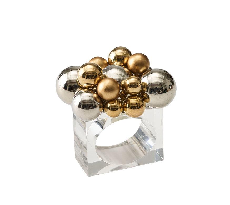 Elegant Gold & Silver Bauble Napkin Rings Set of 4 - Perfect for Holiday Table Settings, Dinner Parties & Wedding Decorations