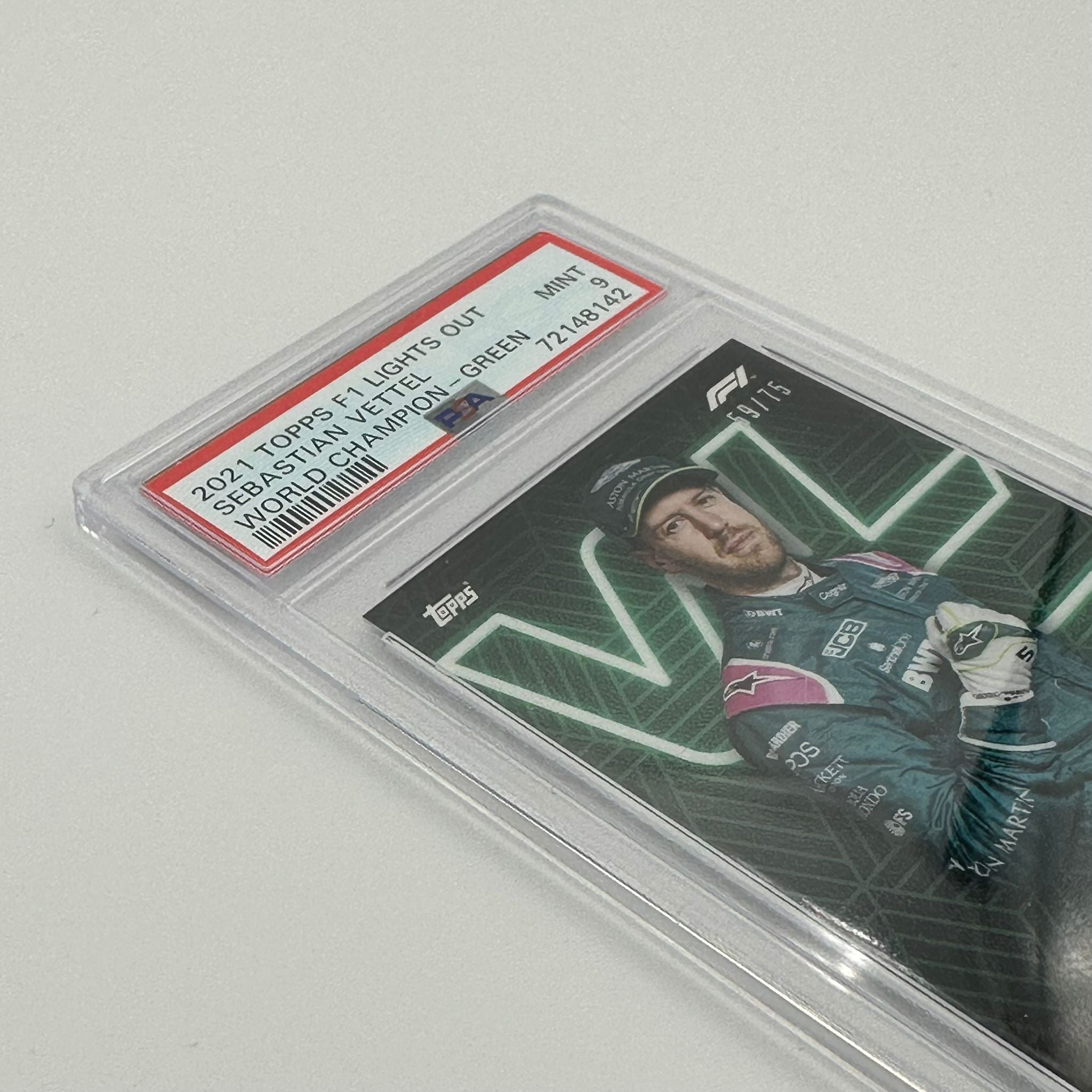 PSA 9 Graded 59/75 Sebastian Vettel Racing Card - 2010 F1 World Champion Collectible - Perfect for Sports Memorabilia Displays & Formula 1 Fan Collections