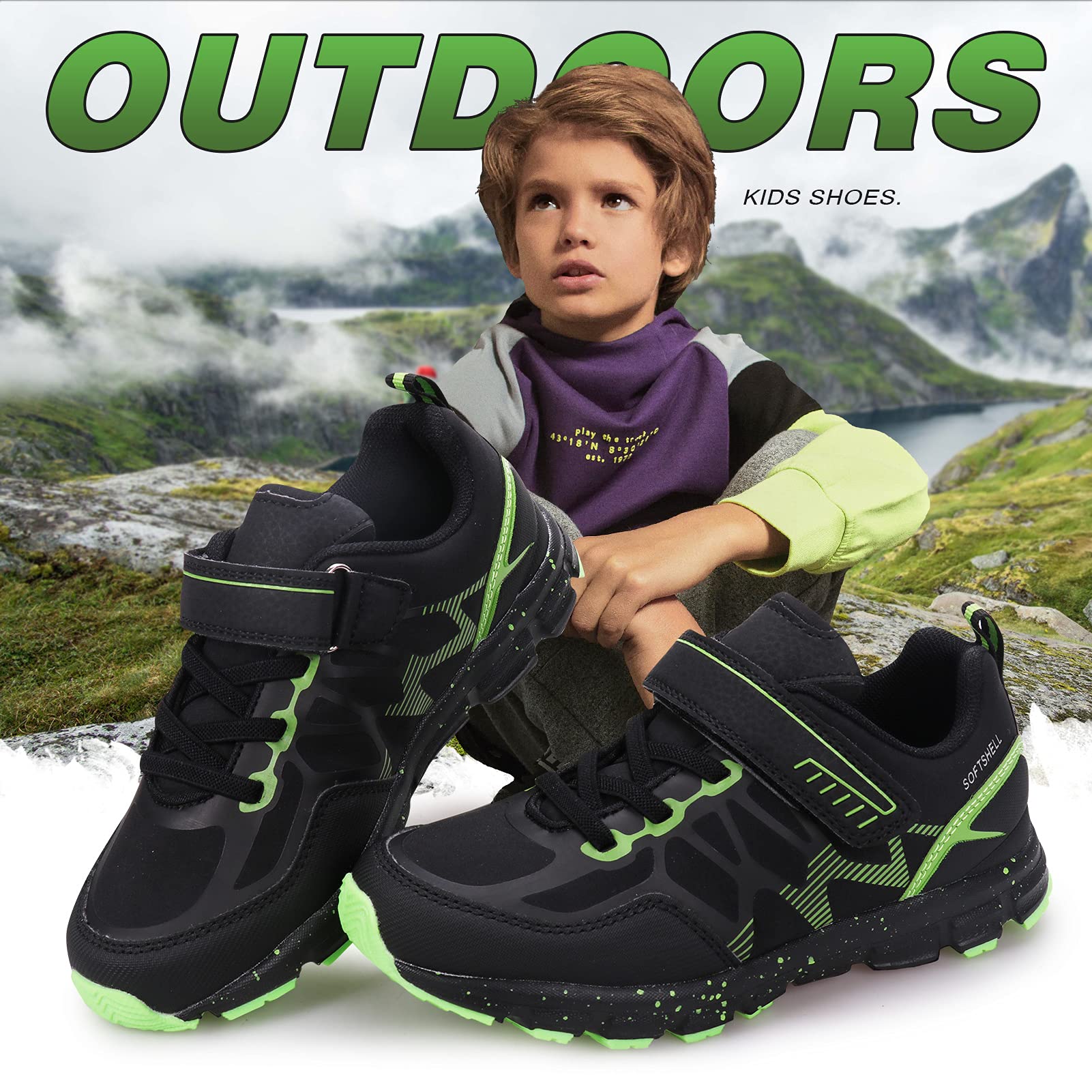 UOVO Boys' Sneakers - Waterproof Non-Slip Kids Athletic Shoes for Running, Hiking & Outdoor Sports | Comfortable Tennis Shoes for Little & Big Boys | Perfect for School, Playground & Daily Activities