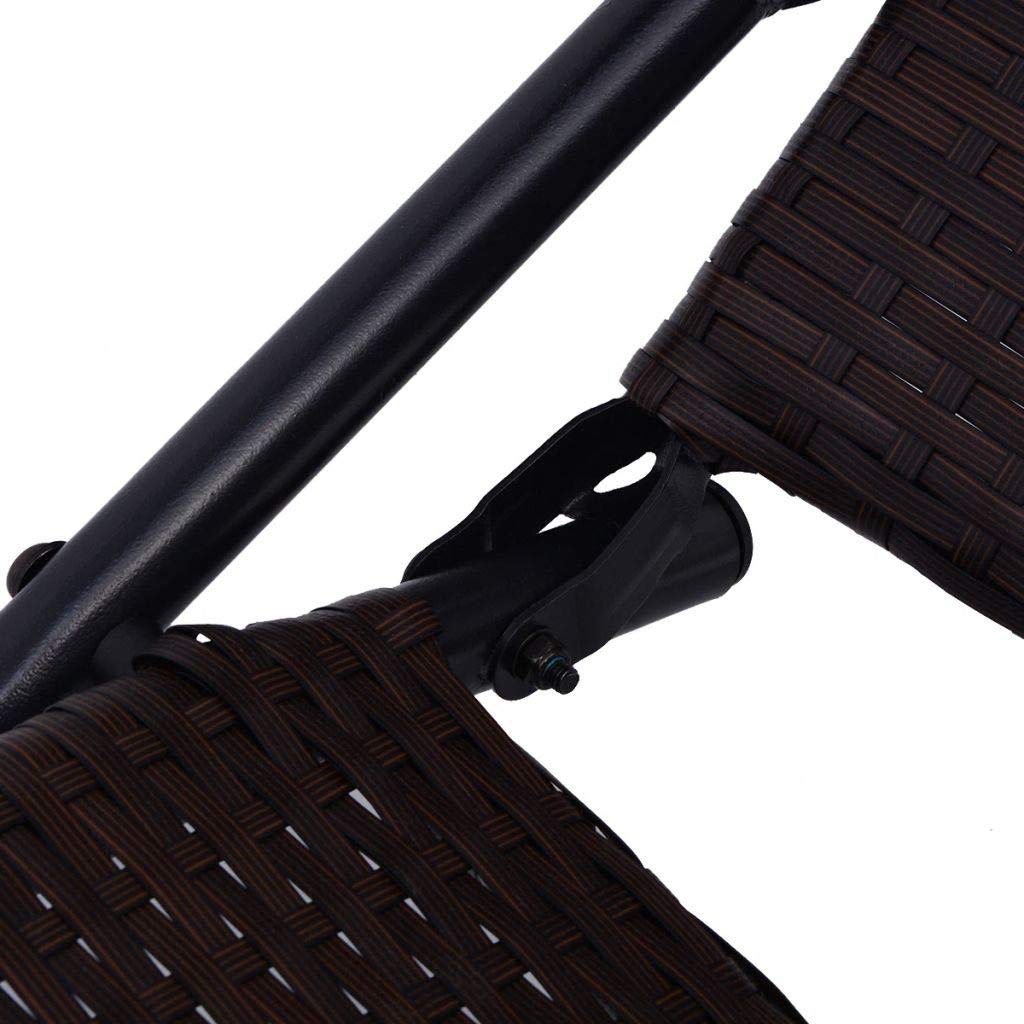 FAMIROSA Brown Poly Rattan Folding Sun Lounger Chair - Portable Outdoor Patio Poolside Relaxation for Beach, Garden & Backyard