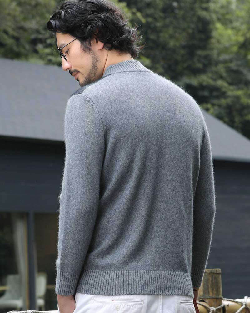 Men's Cashmere Zip-Up Cardigan Sweater with Pockets - Winter Warm Open Front Coat for Casual & Office Wear