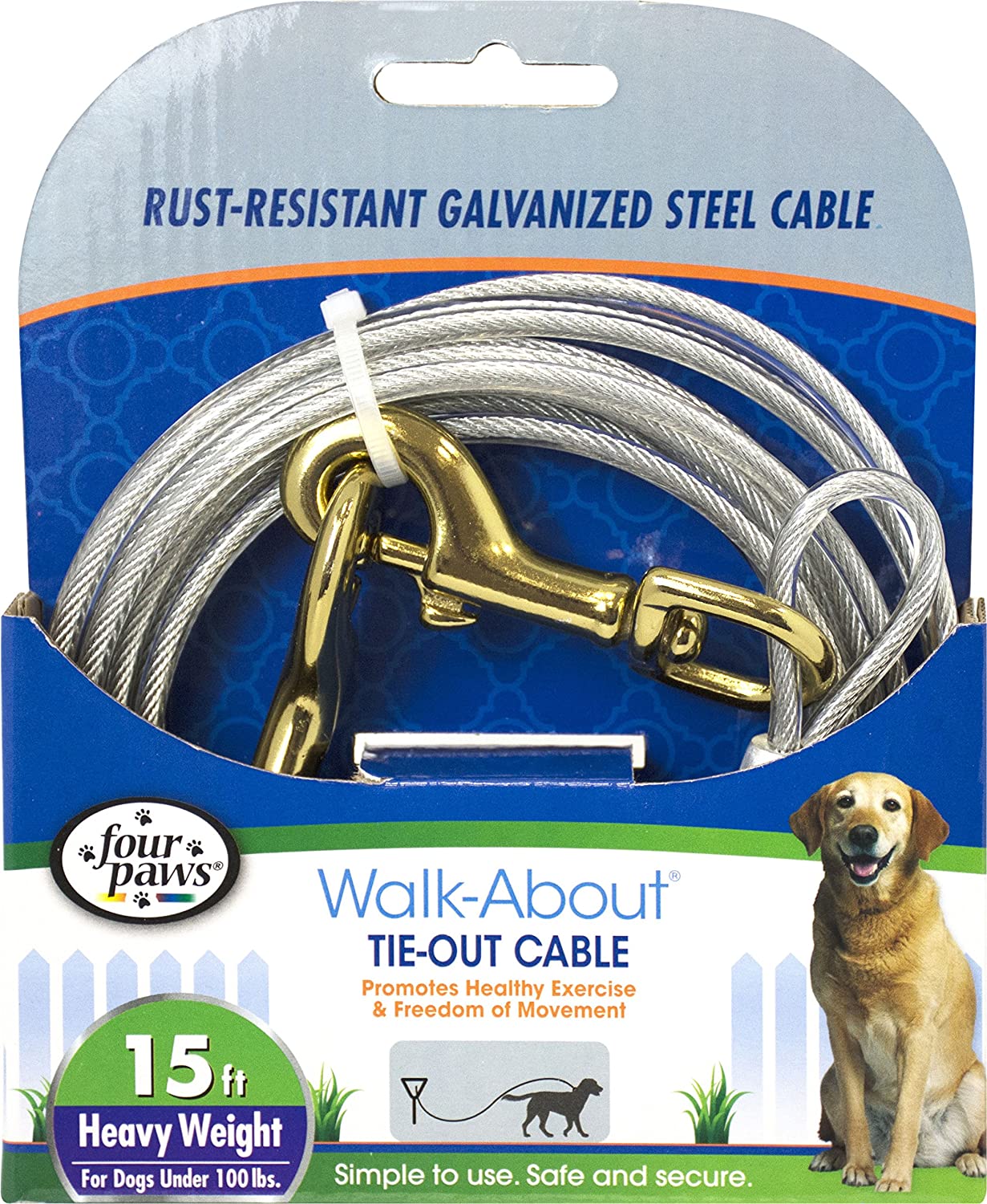 Heavy Duty Tie Out Cable for Dogs - Secure and Durable Outdoor Pet Tether with Ground Stake - Perfect for Camping, Backyard, and Travel Use