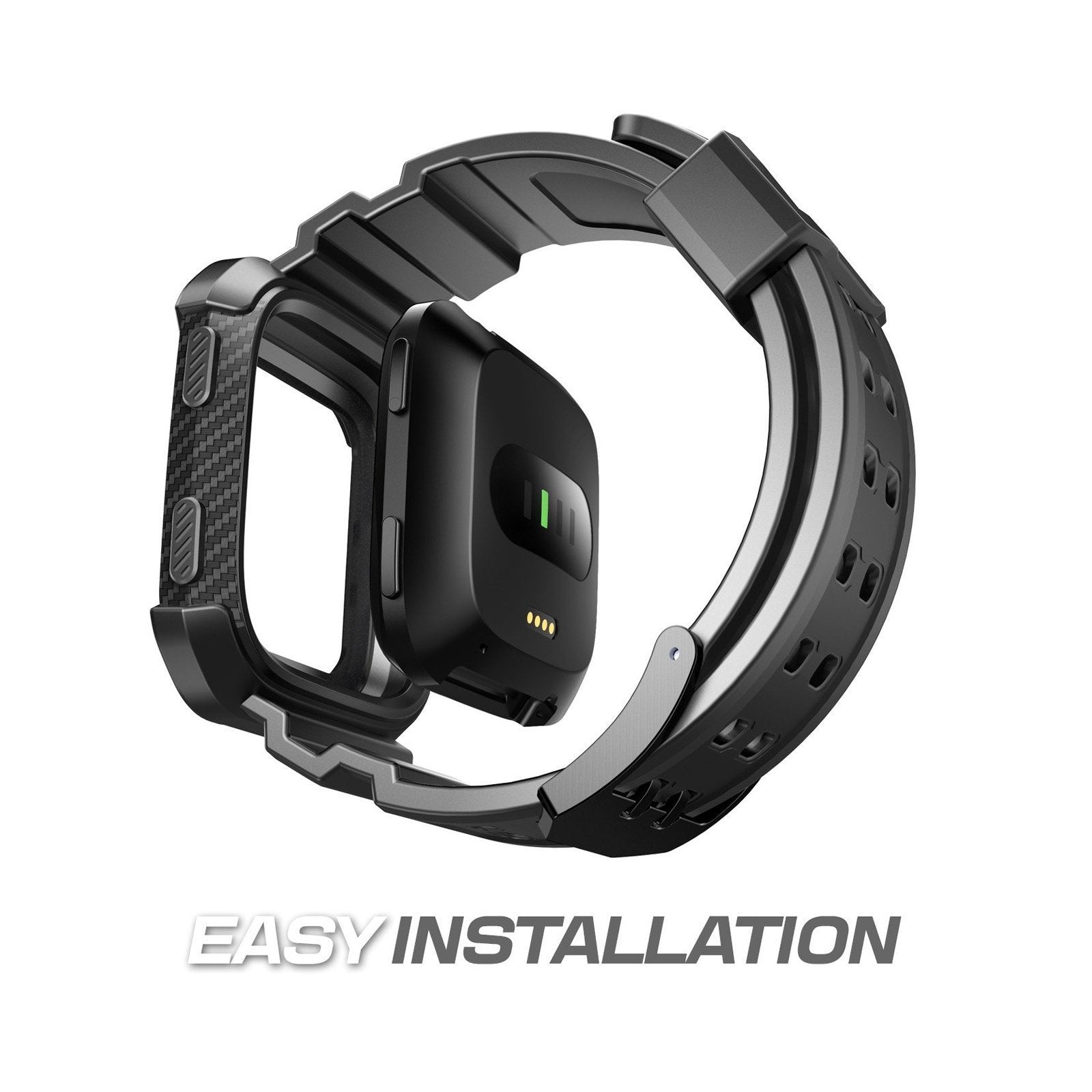 Fitbit Versa Unicorn Beetle Pro Case - Black Protective Wristband Cover for Fitbit Versa Smartwatch | Perfect for Workouts, Running & Daily Wear