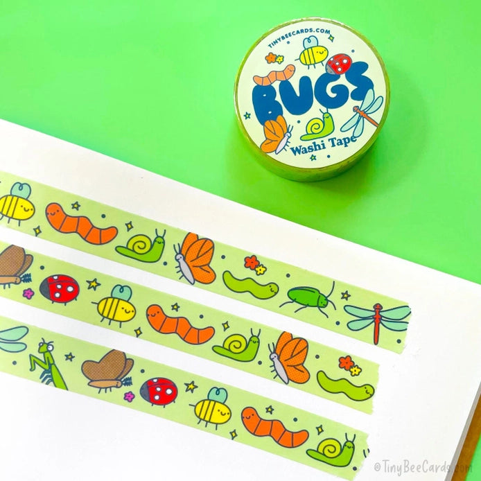 Colorful Bugs Washi Tape for Scrapbooking, Journaling & DIY Crafts - Decorative Japanese Paper Tape for Bullet Journals, Planners & Home Decor