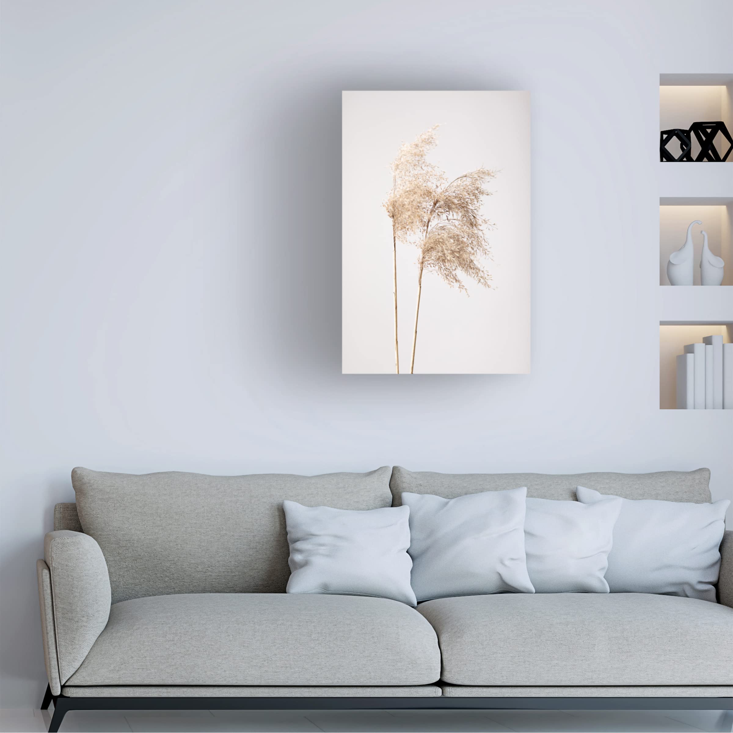 Reed Grass Grey 02 Canvas Wall Art Print - Modern Nature Landscape Painting for Home & Office Decor - Perfect for Living Room, Bedroom or Office Spaces