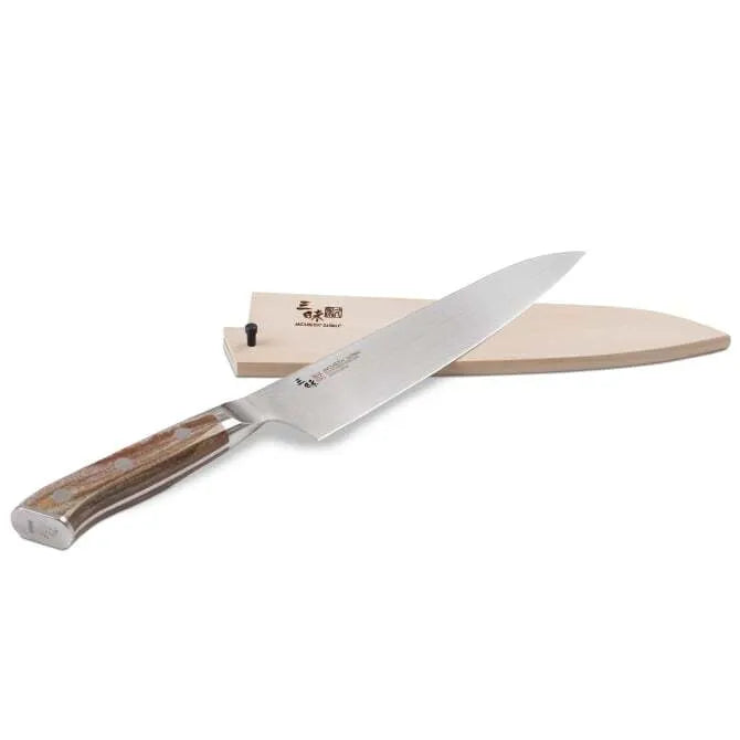 Premium Zanmai Pro Gyuto Japanese Chef Knife with Saya Scabbard - High Carbon Stainless Steel Blade for Professional Chefs & Home Cooking, Perfect for Slicing, Dicing & Meat Cutting