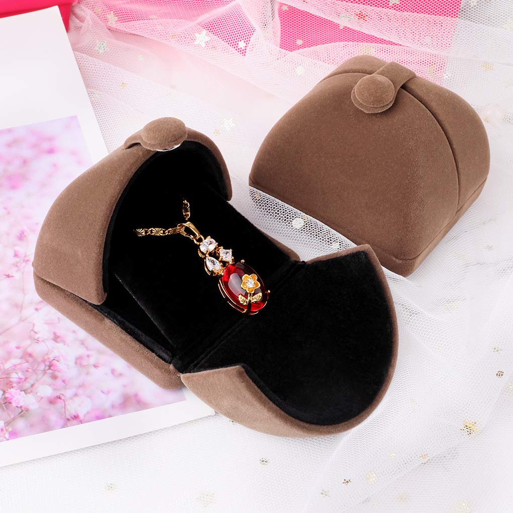 Rolin Roly Velvet Jewelry Gift Box - Flocked Bracelet Display Case for Necklaces, Rings & Watches | Perfect for Weddings, Engagements, Birthdays & Anniversaries | Elegant Brown Jewelry Storage & Presentation Box for Special Occasions