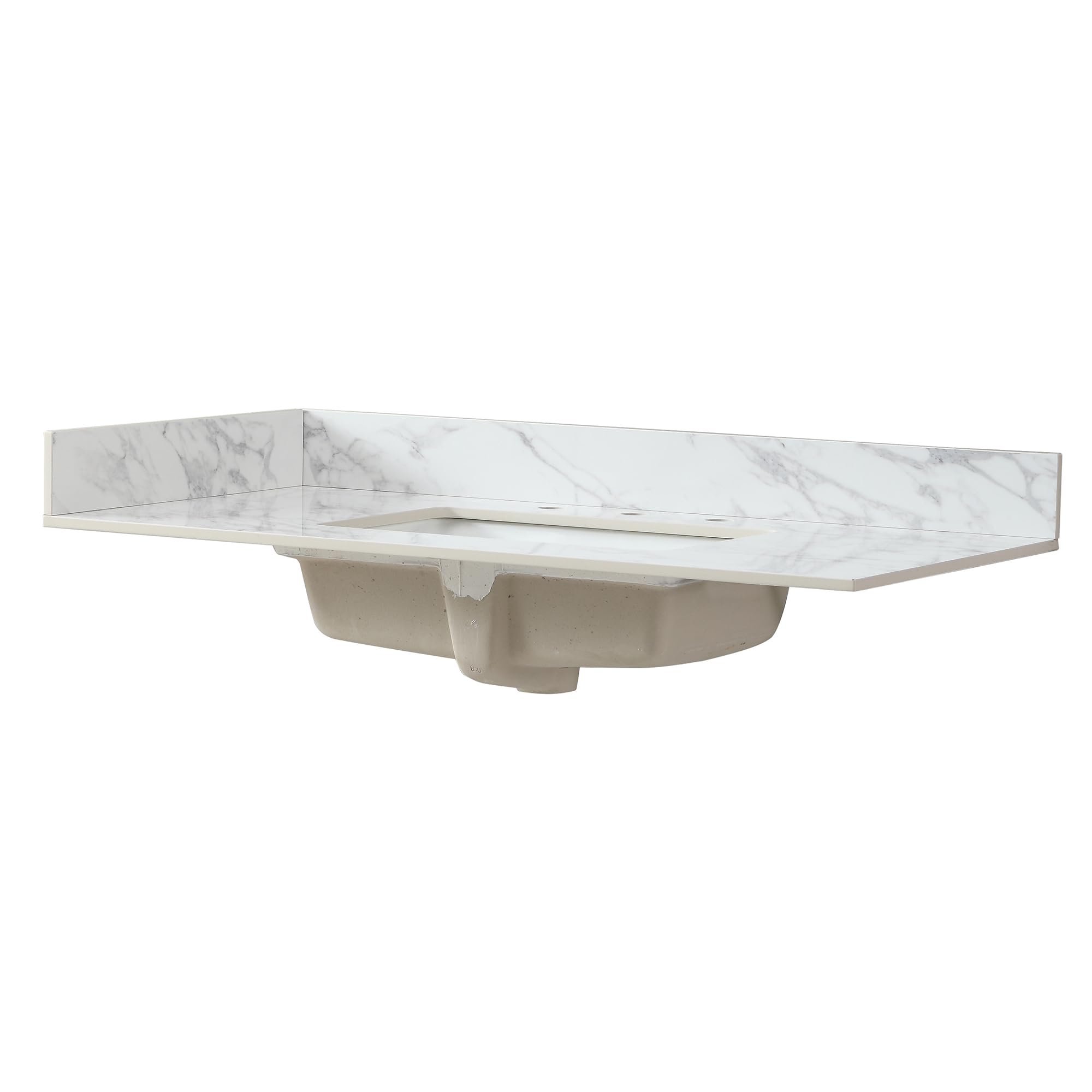 22 Inch Engineered Marble Bathroom Vanity Sink Top with Side Splash - Bianco Carrara White | Perfect Match for Vanity Countertop | Ideal for Modern Bathroom Renovation & Home Upgrade