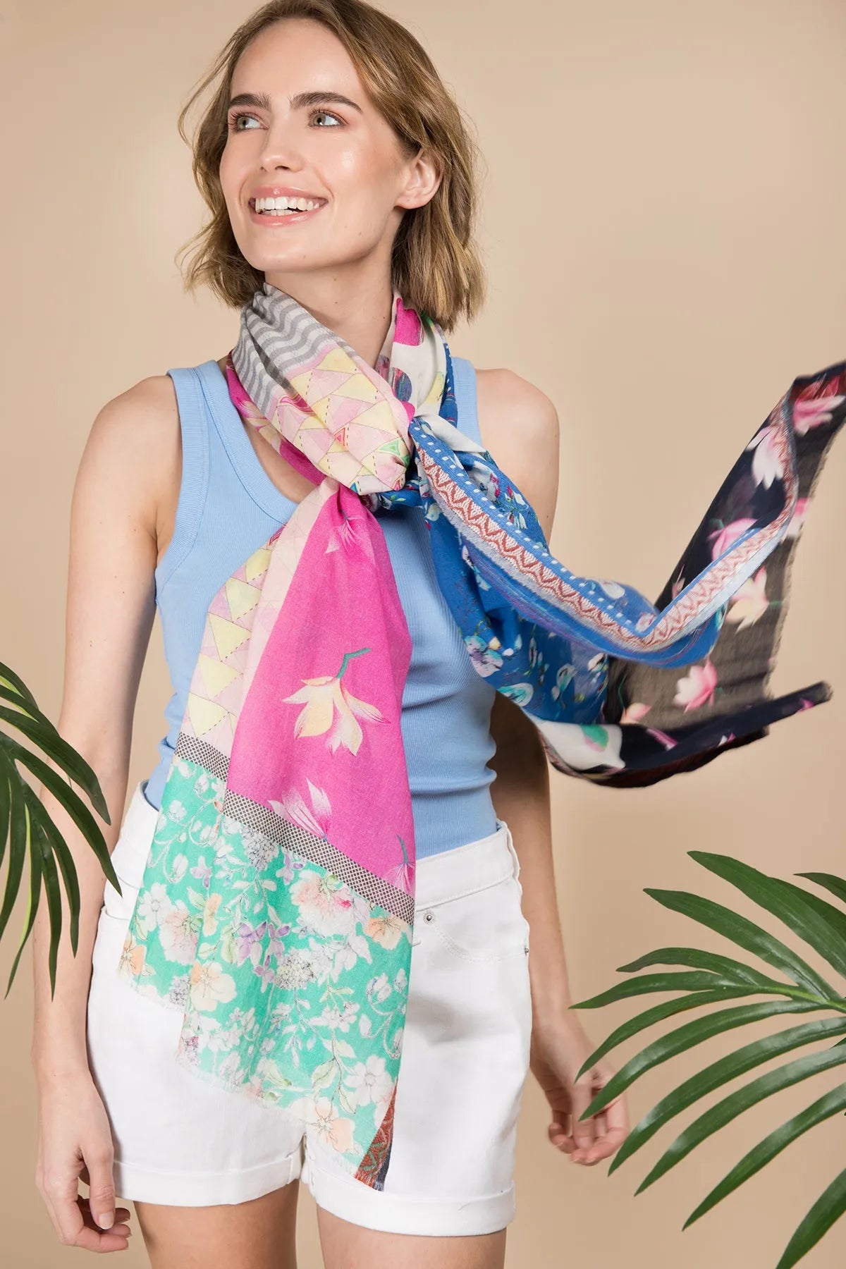 Stylish Multi-Pattern Floral Scarf for Women - Lightweight Fashion Accessory for Spring, Summer & Fall - Perfect for Outfits, Gifts & Travel