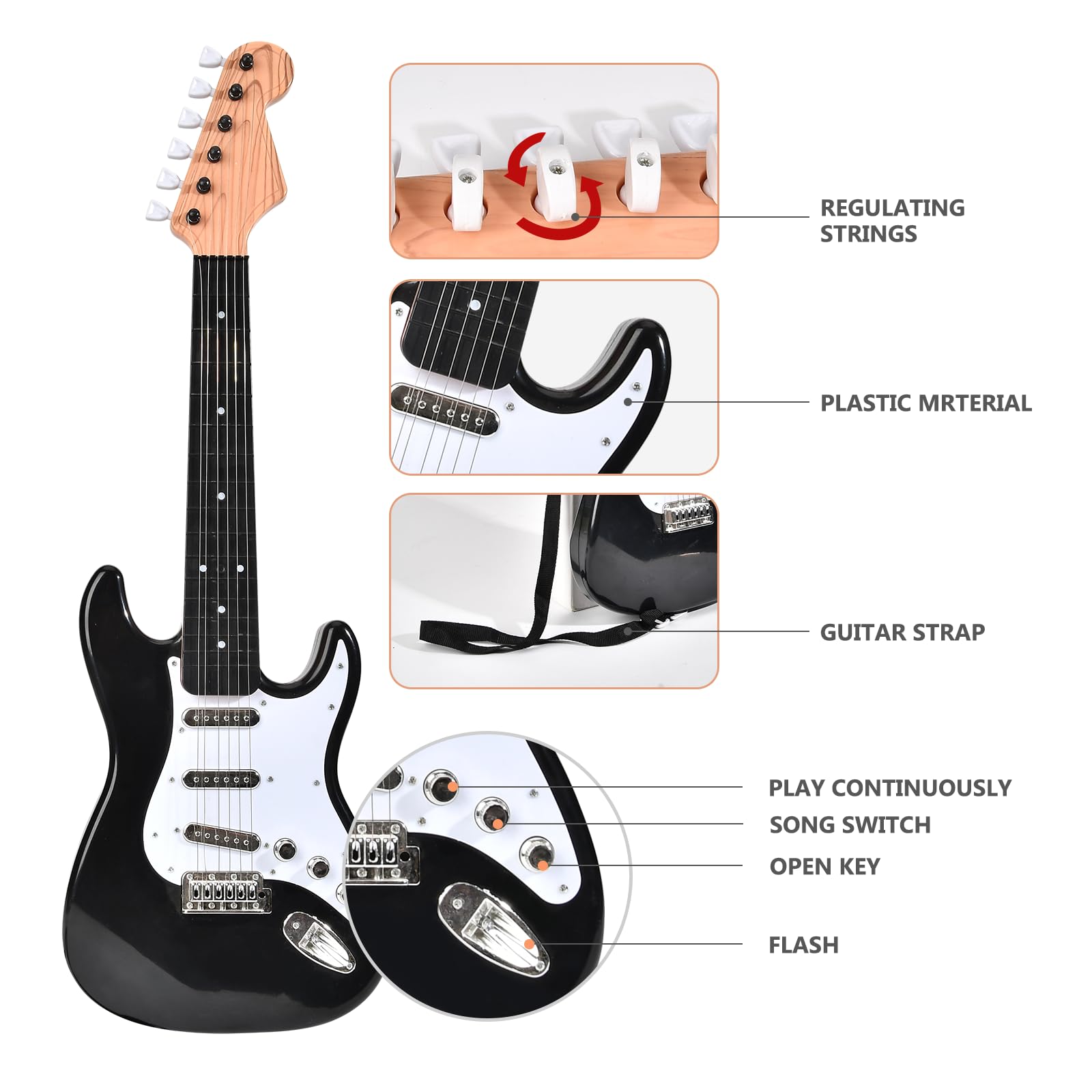 26 Inch Kids Electric Guitar Toy - Portable Electronic Musical Instrument for Beginners, Perfect Birthday Gift for Toddler Boys & Girls - Ideal for Home Play, Parties & Music Learning