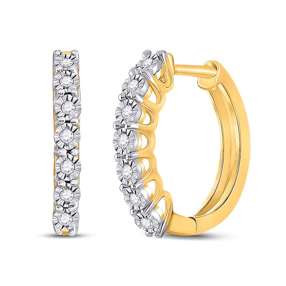 Dazzlingrock 10K Yellow Gold Round Diamond Hoop Earrings for Women - 1/10 Cttw, Elegant Everyday Jewelry for Work, Parties & Special Occasions