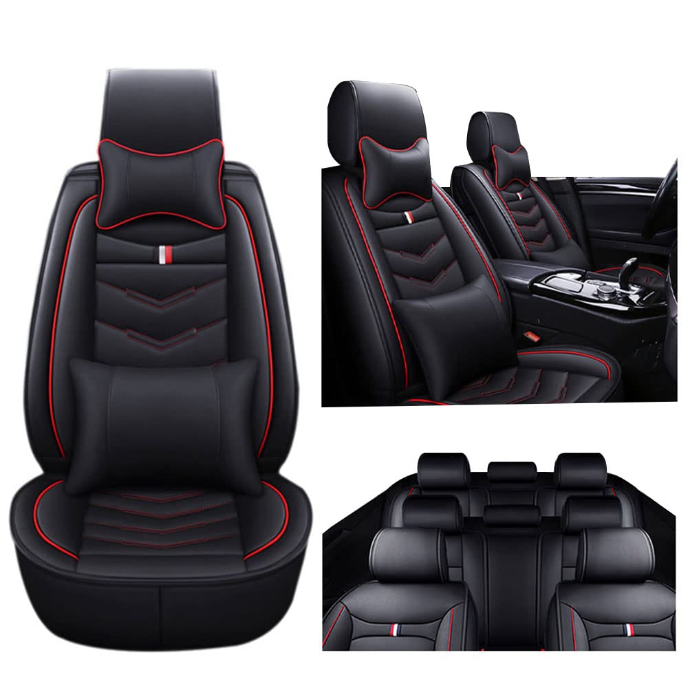 Premium Leather Car Seat Covers for Toyota 4Runner 1999-2024 - 7-Seat Durable Waterproof Seat Protectors, Breathable Odor-Resistant Vehicle Cushion Covers (Luxury Black & Red) - Perfect for Road Trips, Off-Road Adventures & Family Protection