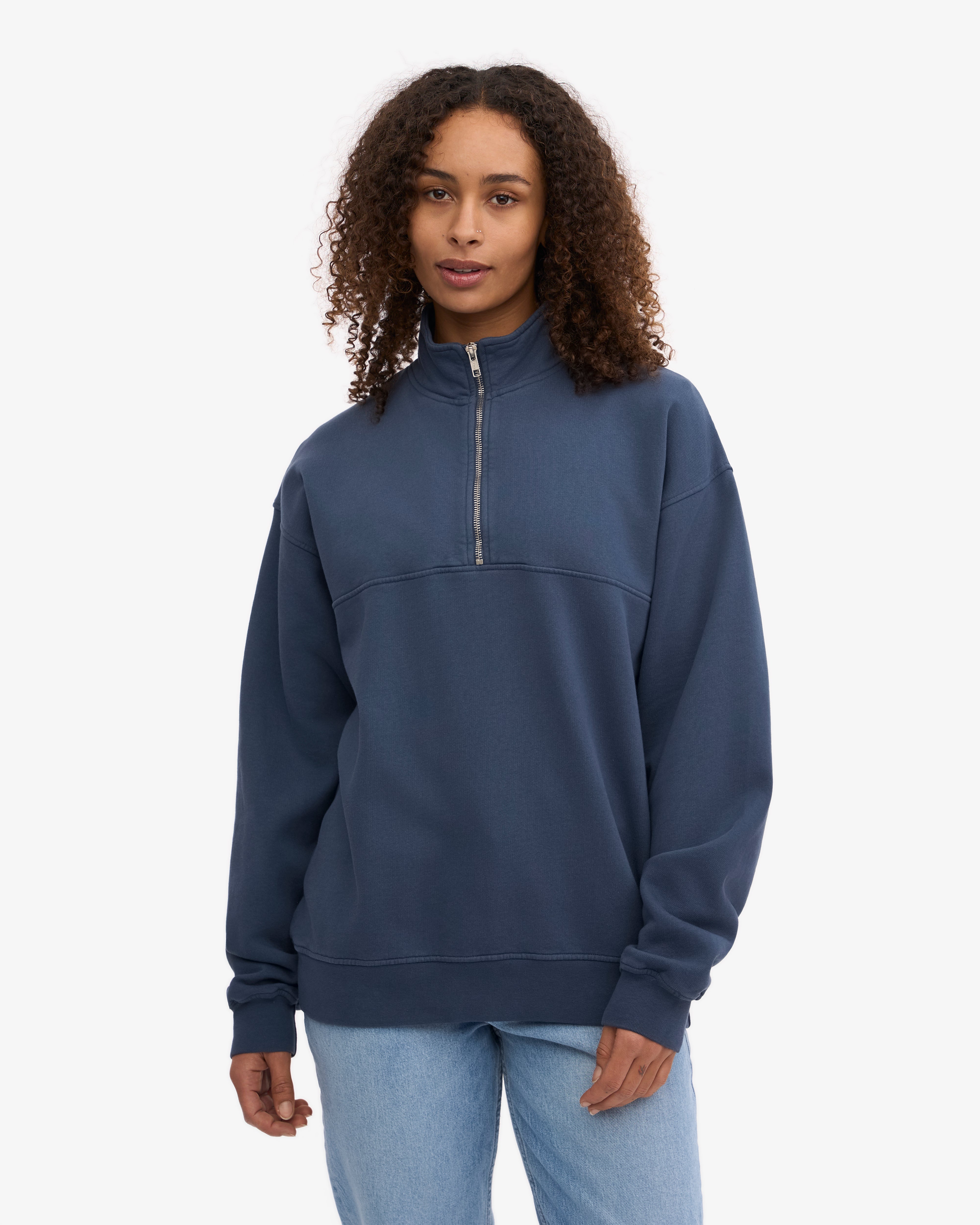 Organic Quarter Zip Sweatshirt for Men - Soft & Comfortable Pullover in Petrol Blue - Perfect for Casual Wear, Outdoor Activities & Layering in Cool Weather