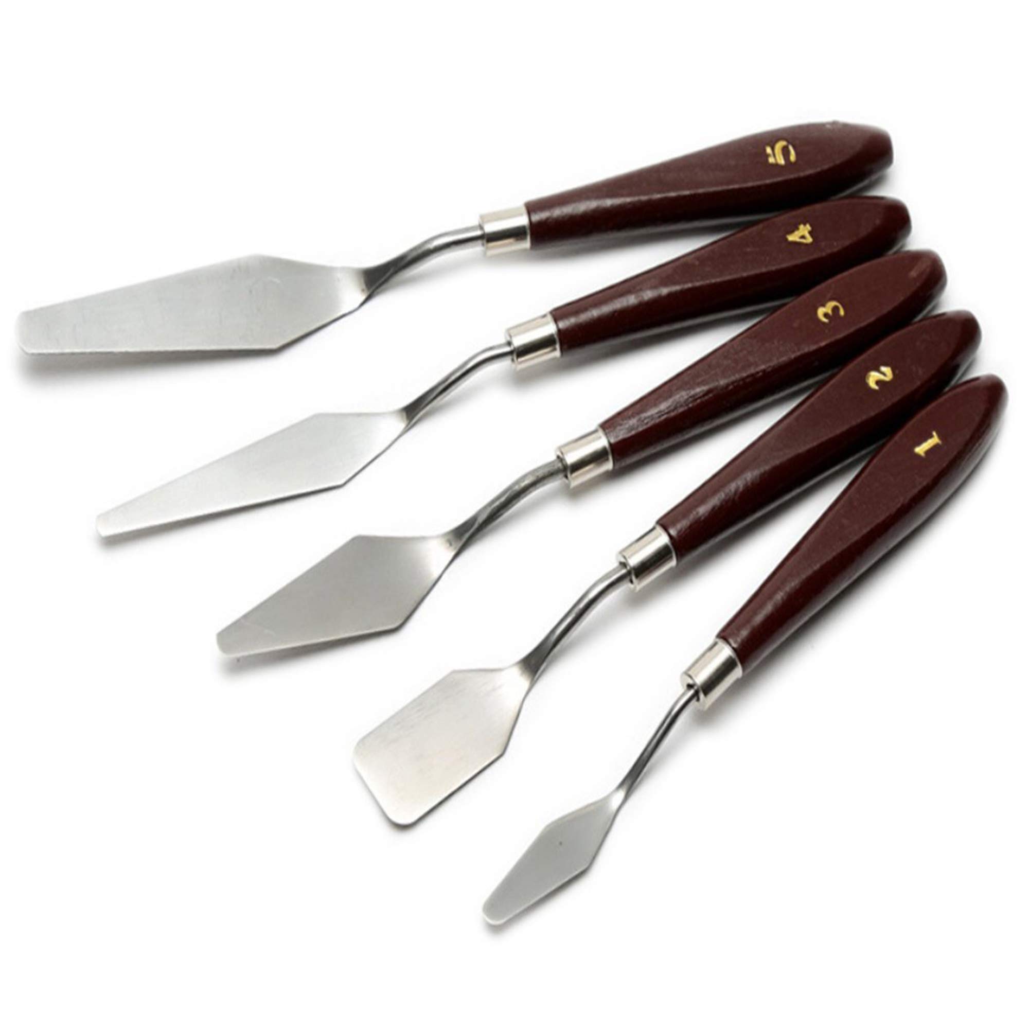 2 Sets of 10pcs Stainless Steel Palette Knives - Different Shapes & 5pcs Red Palette Knives for Oil Painting, Acrylic Art & Cake Decorating