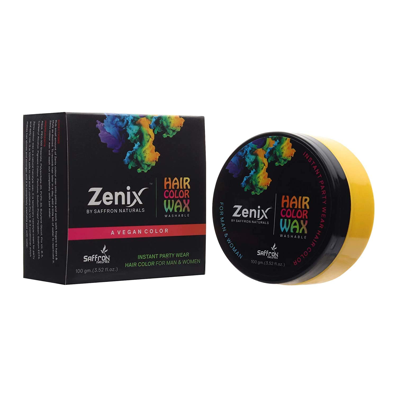 Zenix Temporary Hair Color Wax - Washable Instant Hair Dye for Men & Women - 100gm Yellow Hair Styling Wax - Perfect for Parties, Halloween, Cosplay & Bold Fashion Looks