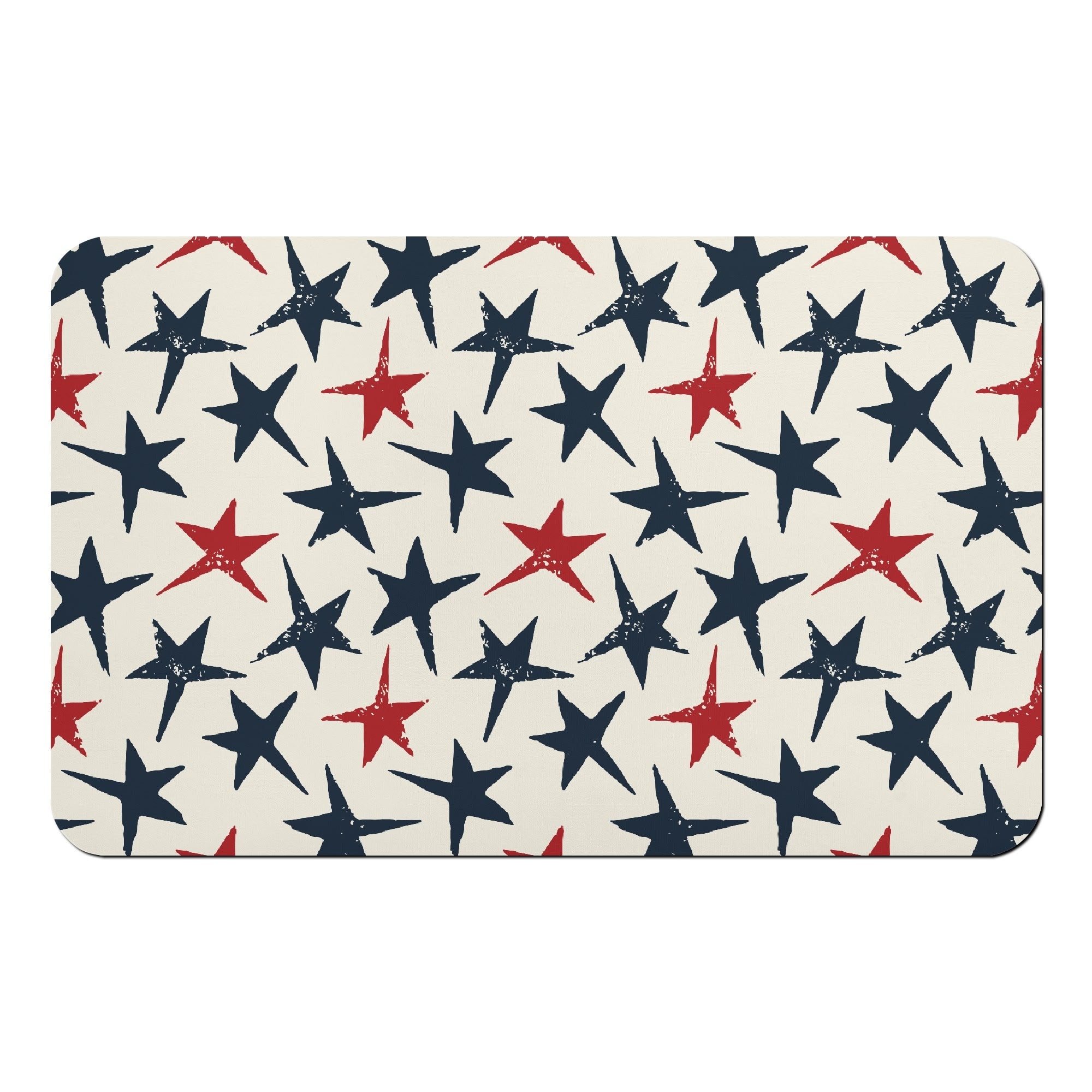 Grunge Blue and Red Stars Diatomaceous Earth Bath Mat - Fast Drying, Absorbent & Eco-Friendly Bathroom Rug for Modern Home Decor