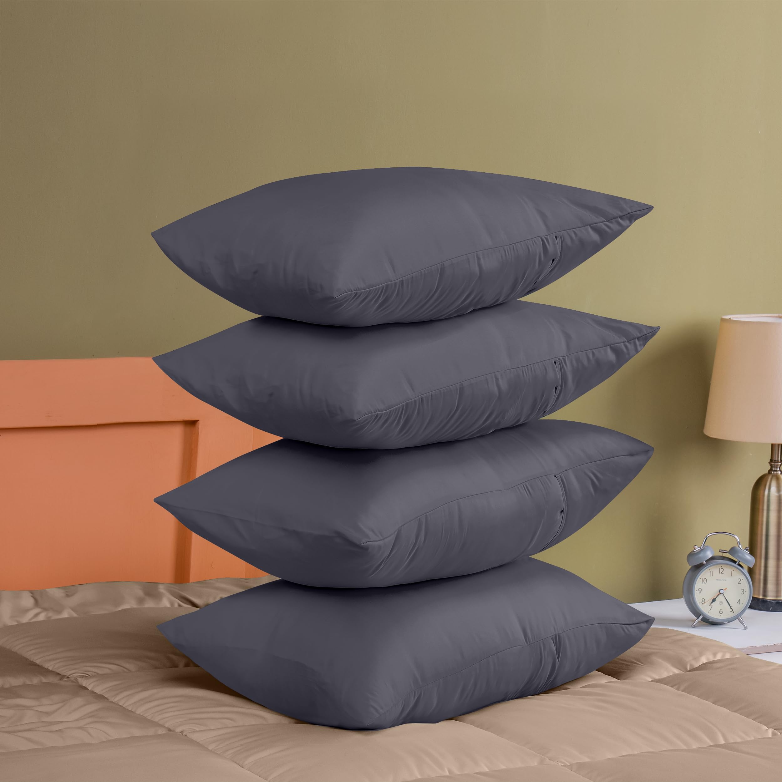 Utopia Bedding 4 Pack Standard Pillow Cases 20x30 Inches (50x75 cm) - 100% Brushed Microfiber Pillow Covers with Envelope Closure - Wrinkle, Fade & Stain Resistant - Grey - Perfect for Home, Hotel & Guest Room Use