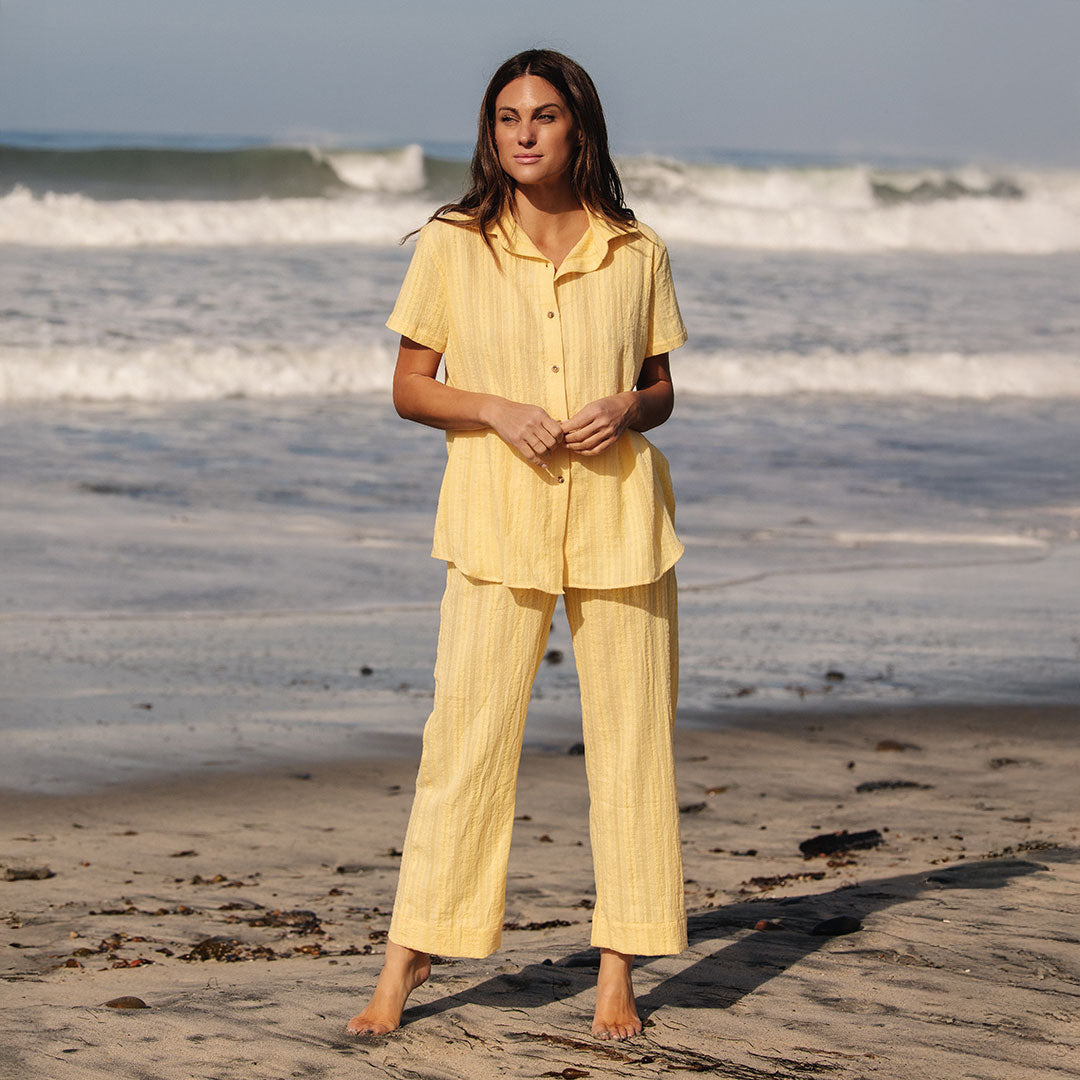 Premium Cabana Shirt in Butter Yellow - Comfortable Beachwear for Men & Women | Perfect for Summer Vacations, Pool Parties and Tropical Getaways