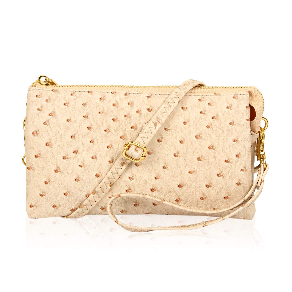 RIAH FASHION Vegan Leather Convertible Wallet Purse - Slim Clutch Handbag with Phone Pocket & Card Slots | Detachable Wristlet & Crossbody Strap | Perfect for Parties, Travel and Everyday Use