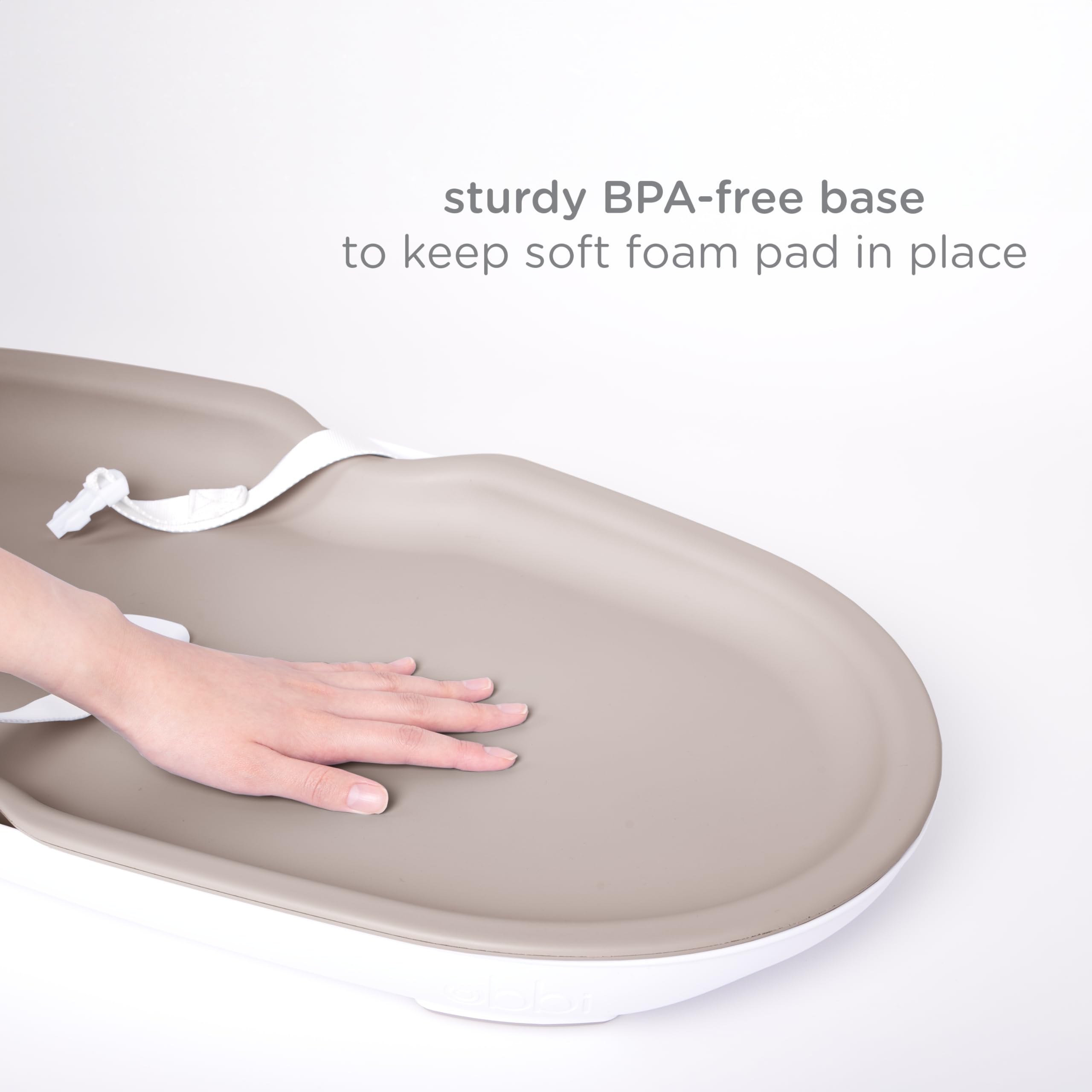 Ubbi Baby Changing Pad - Waterproof, Lightweight & Easy to Clean with Detachable Base | Includes Safety Strap & Non-Slip Feet | Perfect for Nursery, Travel & Diaper Changing Stations (Taupe)