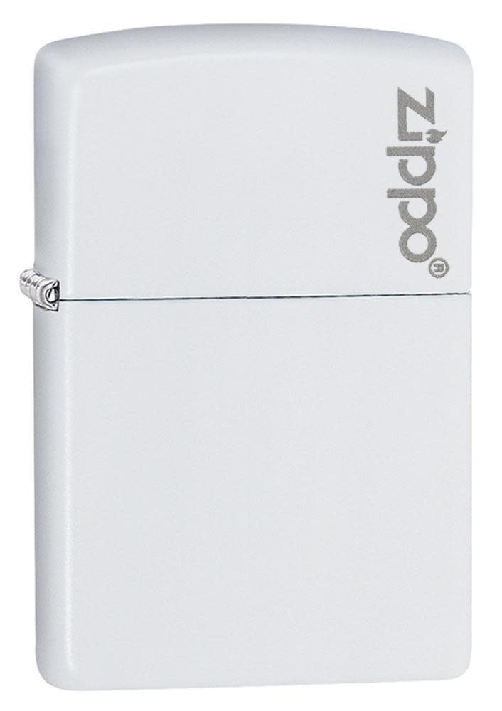 Classic White Matte Zippo Logo Lighter - Windproof Refillable Metal Cigarette Lighter for Outdoor Camping, Hiking & Everyday Carry (ECG)