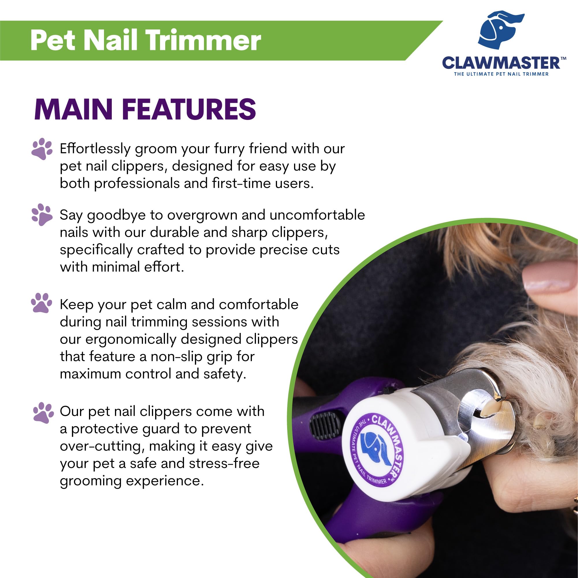 LED Pet Nail Clippers for Dogs & Cats - Illuminated Claw Trimmer with 3.5mm Stainless Steel Blade, Safety Guard & Built-in Light for Safe, Easy Grooming at Home - Perfect for Anxious Pets & DIY Pet Care