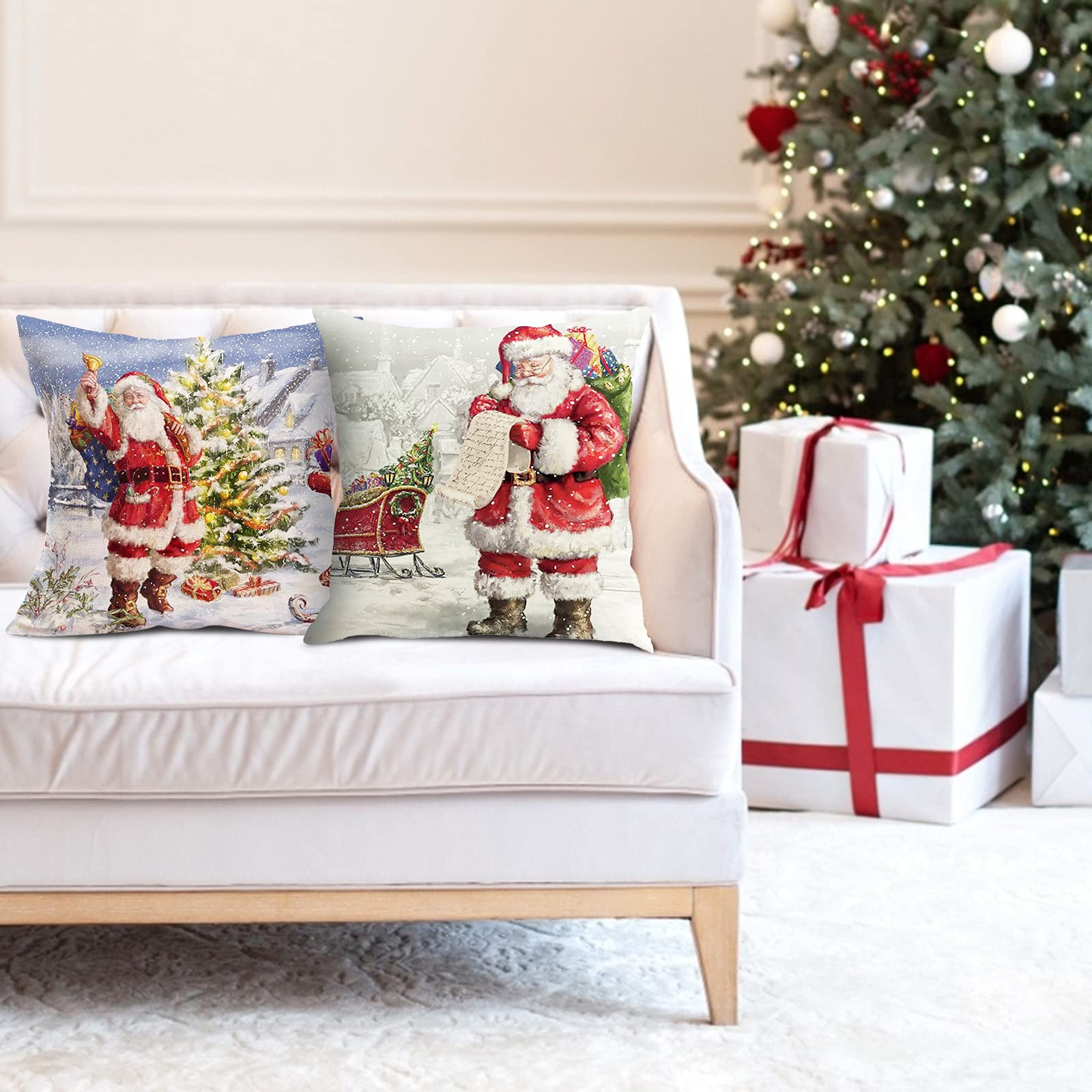 Soft Cotton Waist Sofa Cushion - Christmas Home Decor Throw Pillow with Linen Case - Perfect for Living Room, Bedroom & Holiday Decoration