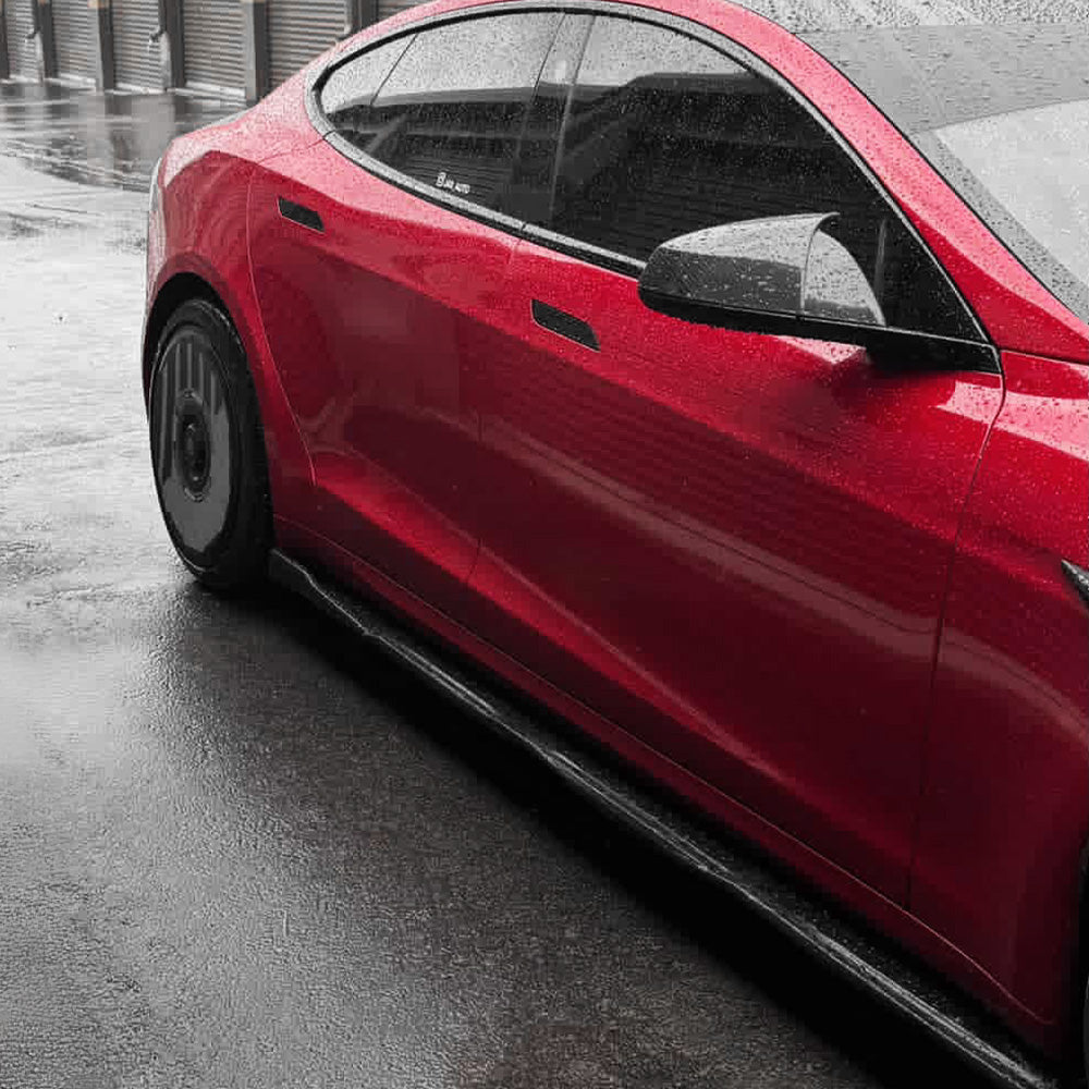 Premium Carbon Fiber Mirror Caps for Tesla Model S & X - Genuine Molded Racing Design - Glossy & Matte Finishes - Perfect for Car Enthusiasts & Custom Upgrades