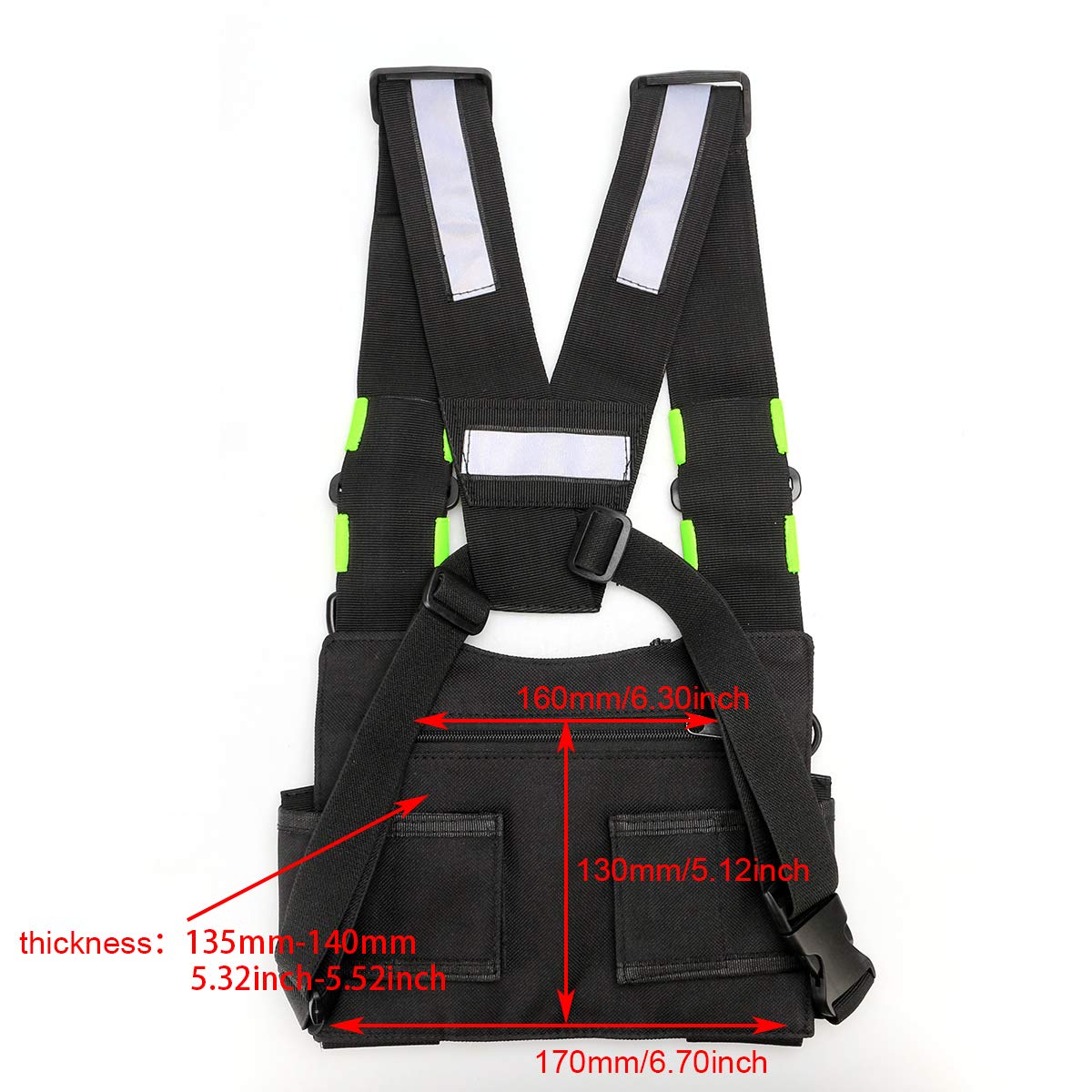 Retevis HB02 Universal Radio Chest Harness - Compatible with H-777, RT27, RT22, RT15, RT19, RB17, RT17, RT67 Two-Way Radios - Durable Tactical Bag with Front Pouches & Zipper Pocket (1 Pack) - Ideal for Security, Construction, and Outdoor Adventures