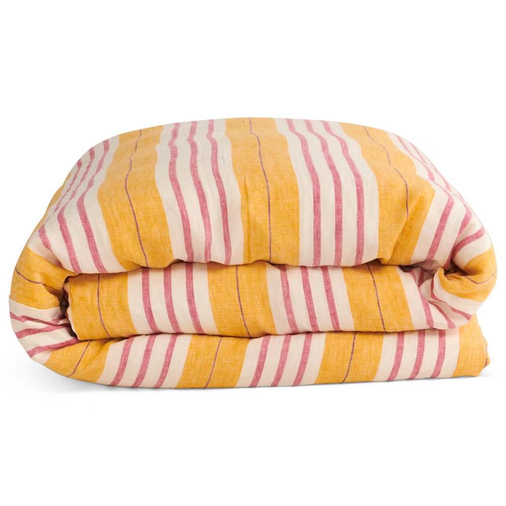 Premium Sweet Stripe Woven Linen Quilt Cover Set - Soft Breathable Bedding for All Seasons - Perfect for Master Bedroom, Guest Room & Vacation Homes