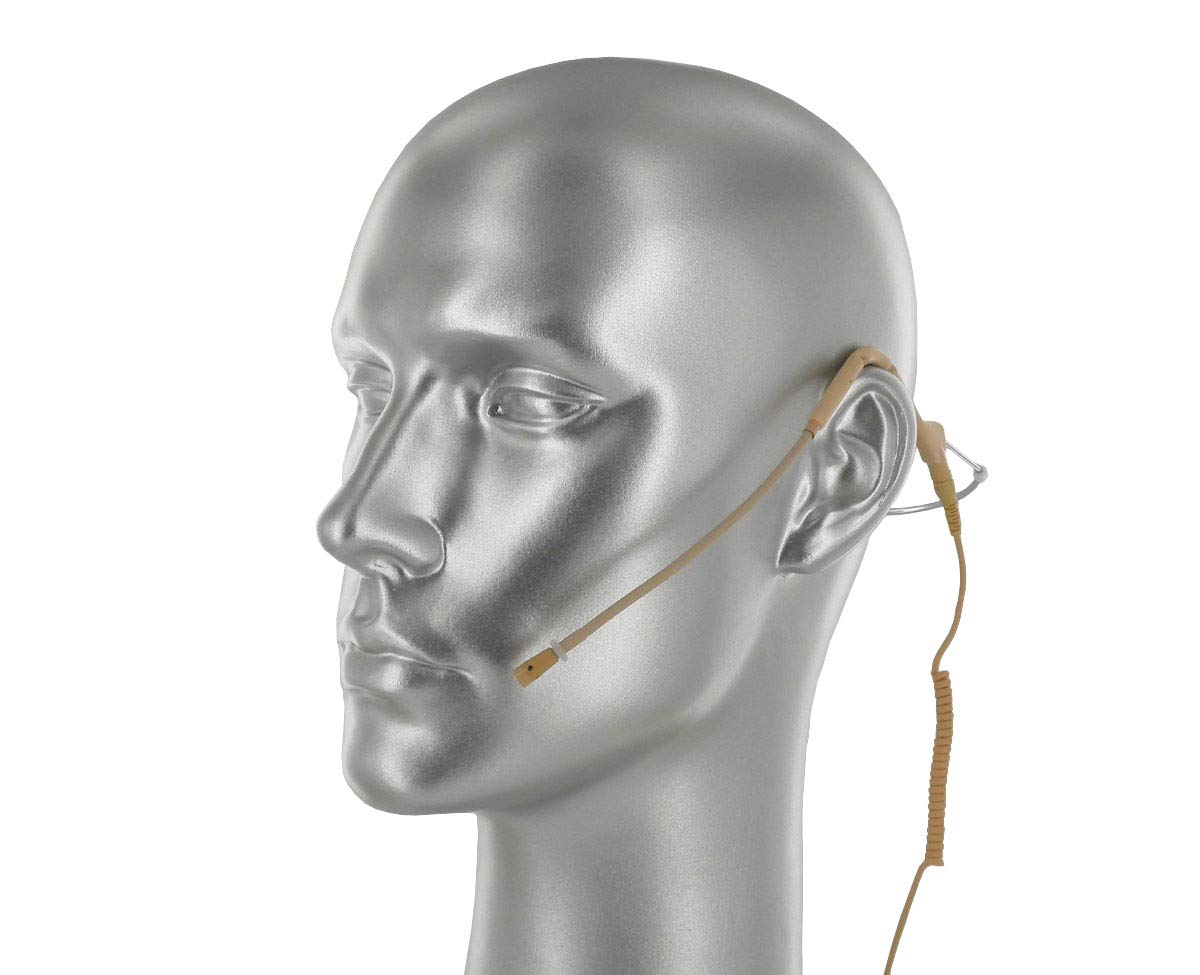 U-Voice UVG20 Professional Tan Headset Microphone with Detachable Coiled Cable - Compatible with Sennheiser Headsets - Ideal for Podcasting, Gaming & Live Streaming