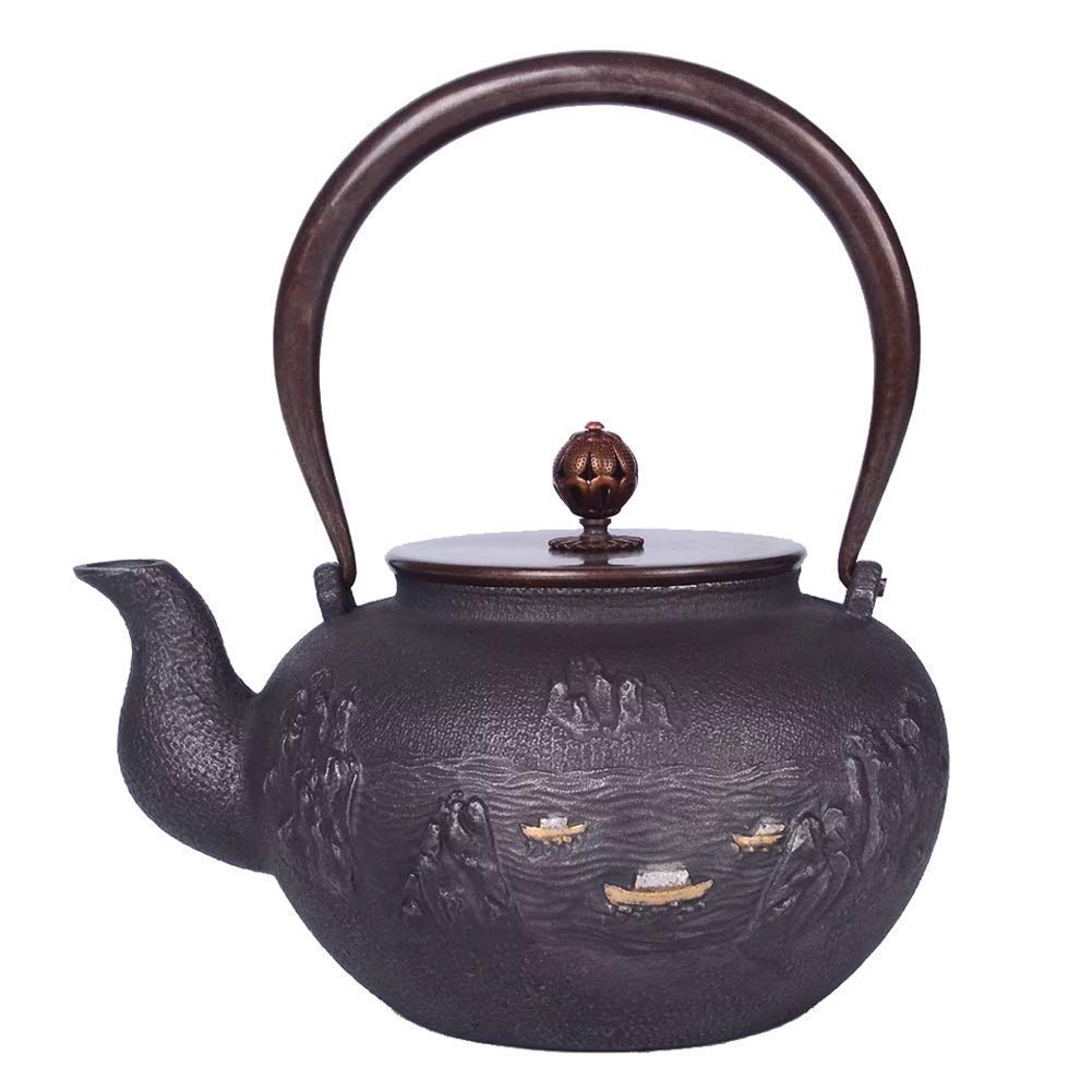 Premium Cast Iron Teapot with Ceramic Coating - 1200ml Japanese Style Tea Kettle for Home & Office Use | Handcrafted Wooden Gift Box | Perfect for Tea Ceremonies, Gifting & Daily Brewing