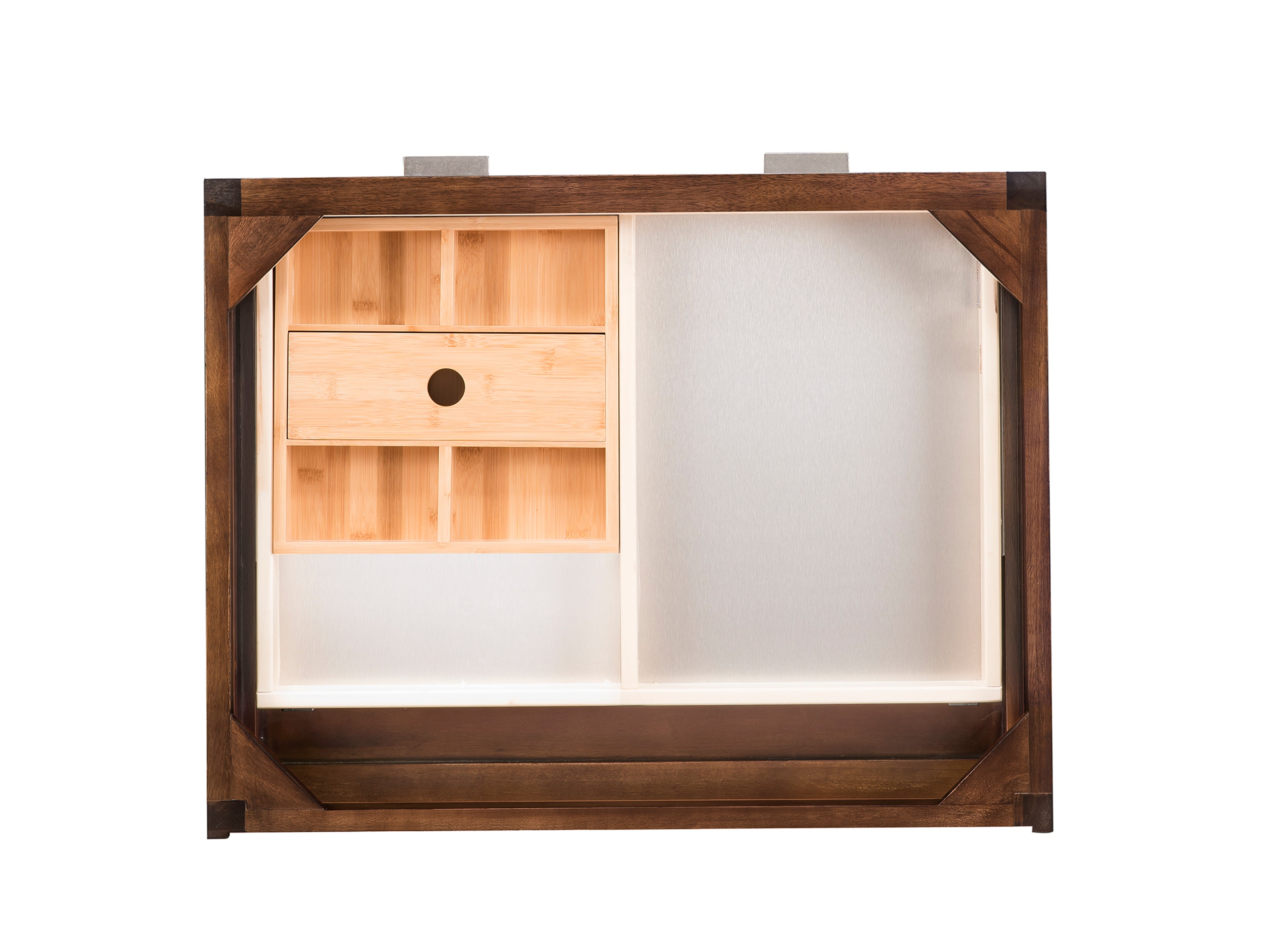 Addison 30 Inch Freestanding Makeup Vanity Countertop Unit - Mid Century Modern Acacia Wood Bathroom Vanity with Mirror for Bedroom & Dressing Room