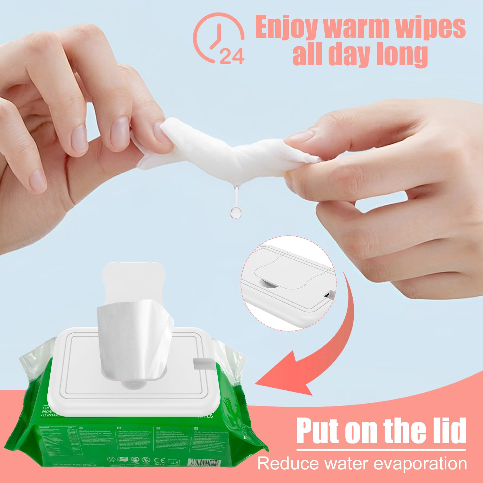 Portable USB Baby Wipe Warmer - Fast Heating Travel Wipes Heater for Diaper Changing (40-55℃) | Compact 5.9×3.9×0.39in Design | Perfect for Home, Nursery, Car & On-the-Go Parents