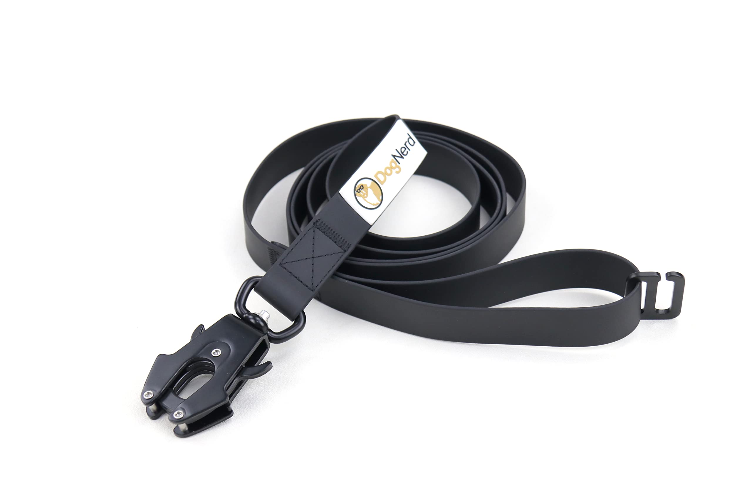 6FT Heavy Duty Silicone Dog Leash with Quick Release Locking Carabiner - Waterproof Tactical Leash for Medium & Large Pulling Dogs, Safety Control Training Leash for Walking, Running, Hiking (6FT Black)