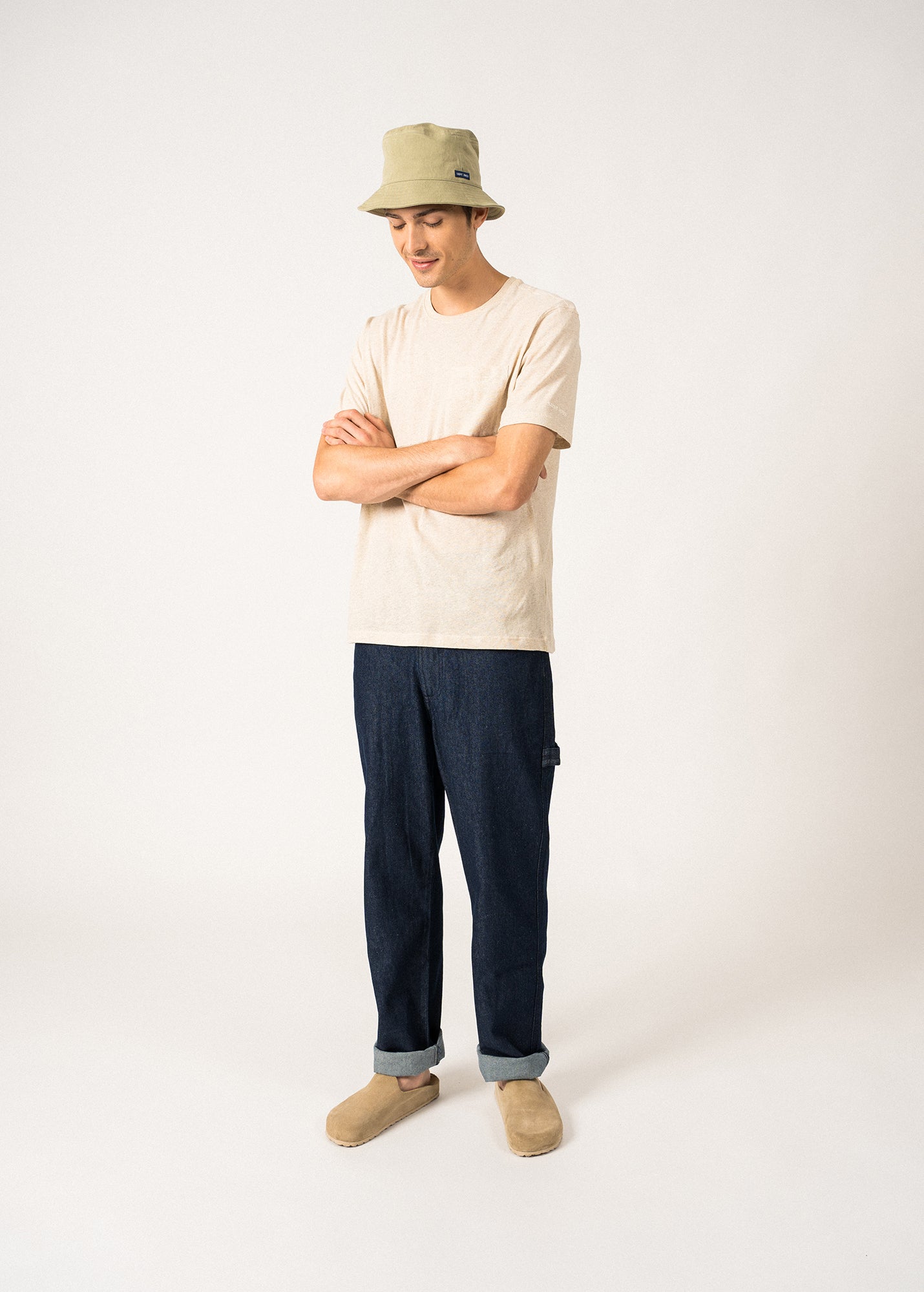 BOB Cotton Bucket Hat - Soft Almond Color, Sun Protection, Adjustable Chin Strap - Perfect for Beach, Hiking & Outdoor Activities