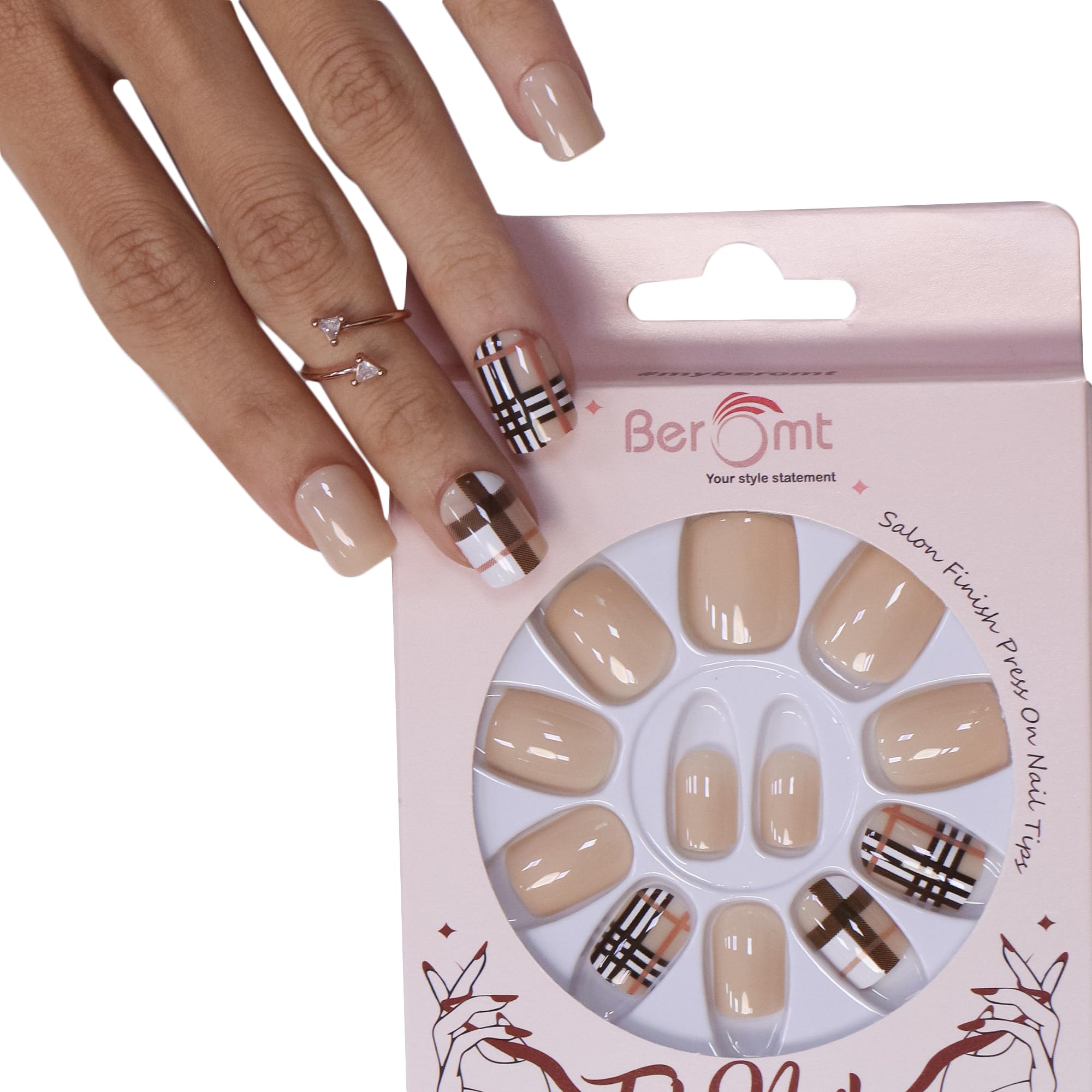 12 Pcs Printed False Nails Kit for Women - Cute Multicolor Artificial Nails with Nail Glue & Stickers - Perfect for Parties, Weddings, and Everyday Fashion (BFN536CN)