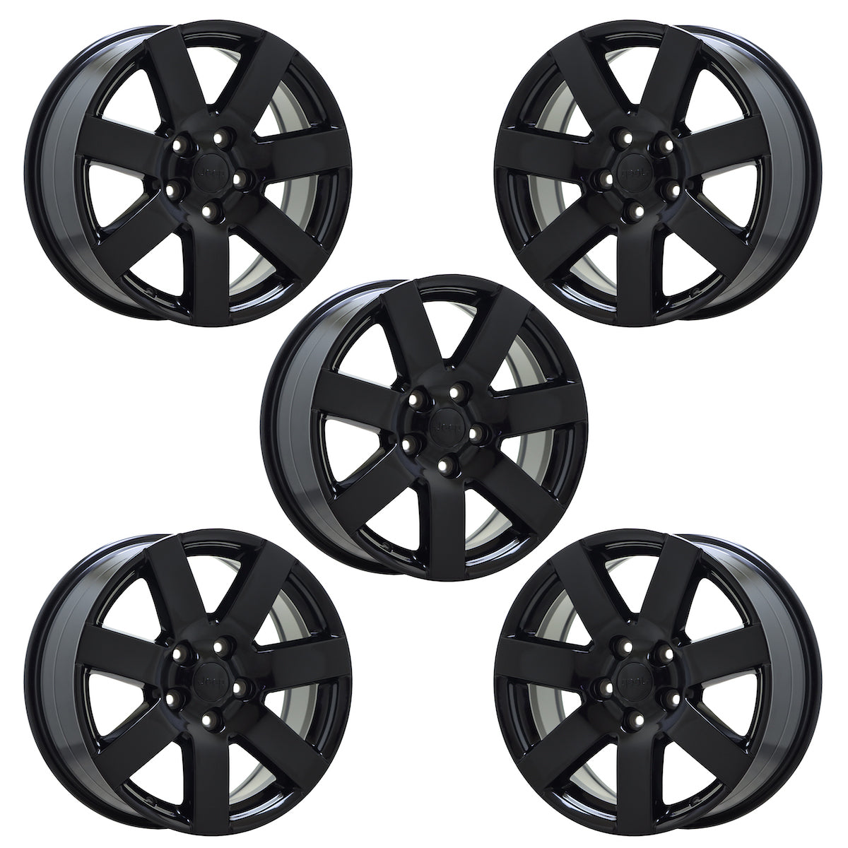 18 Jeep Wrangler Gloss Black OEM Factory Wheels Rims Set of 5 (Part #9115) - Perfect for Off-Roading & Vehicle Customization