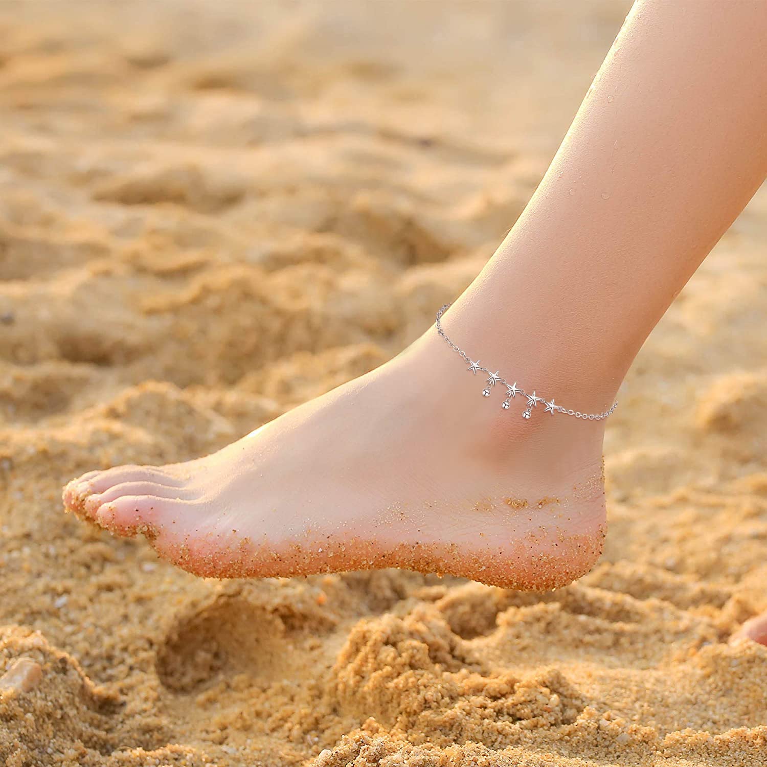 925 Sterling Silver Ankle Bracelet for Women - Elegant Layered Anklets with Star, Cross, Infinity & Butterfly Charms | Perfect for Beach, Summer Outfits & Boho Fashion Accessories