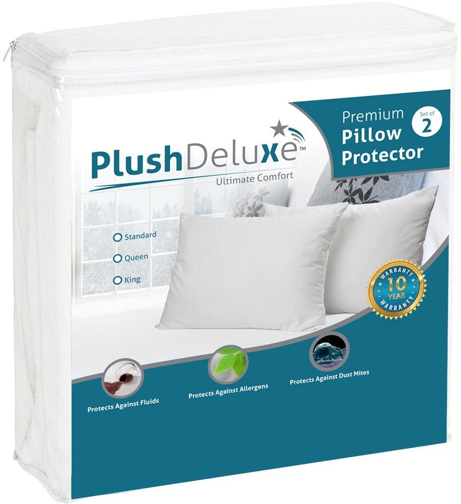 Premium Waterproof Pillow Protectors - King Size 20''x38'' Set of 2 - Soft Terry Cotton Zippered Pillow Covers - Hypoallergenic & Dust Proof - Ideal for Allergy Sufferers, Kids & Bedwetting Protection