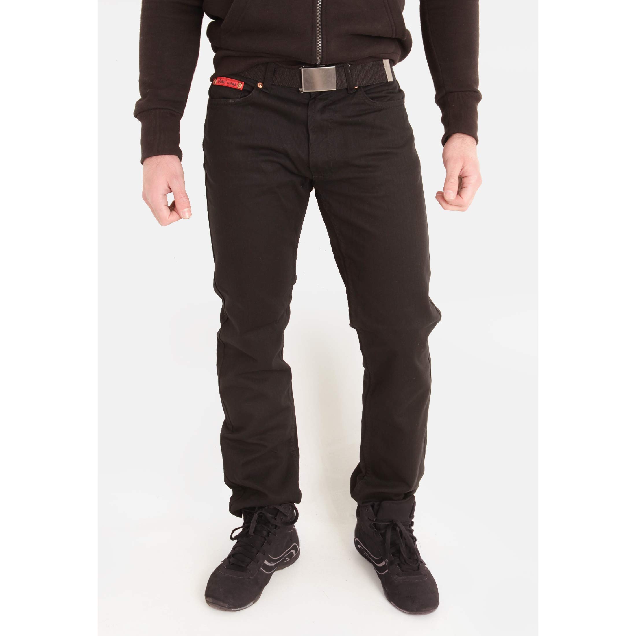 Duke Bedford Cord Jeans for Men - Stretch Comfort Fit Black Corduroy Pants with Adjustable Belt | Casual Wear, Work Pants & Everyday Outfits