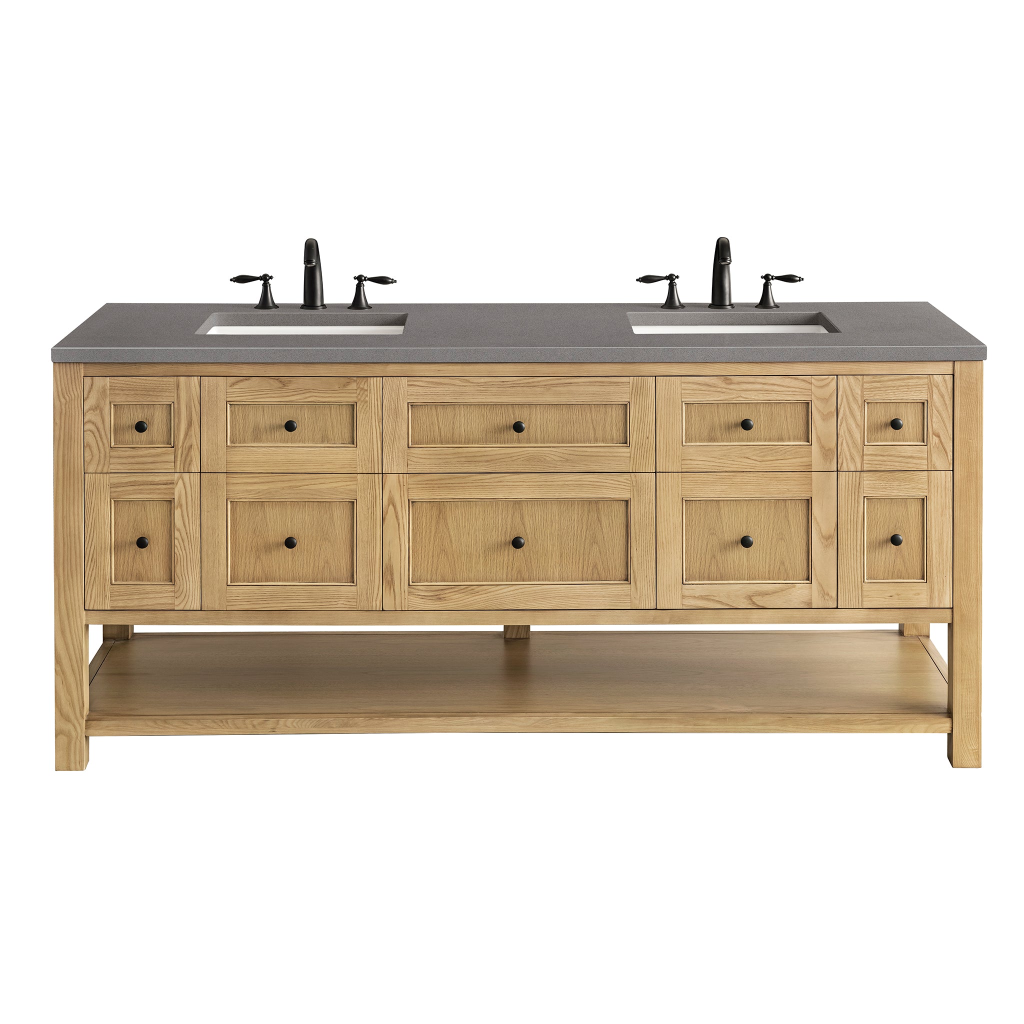 Breckenridge 72-Inch Double Vanity with Light Natural Oak Finish and 3CM Grey Expo Top – Perfect for Modern Bathroom Renovations and Master Suite Upgrades