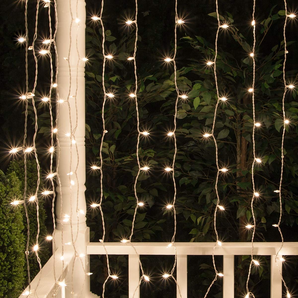 150-Light 6-Foot Clear Incandescent Curtain String Lights for Bedroom Decor - Indoor/Outdoor Christmas & Holiday Icicle Lighting (65