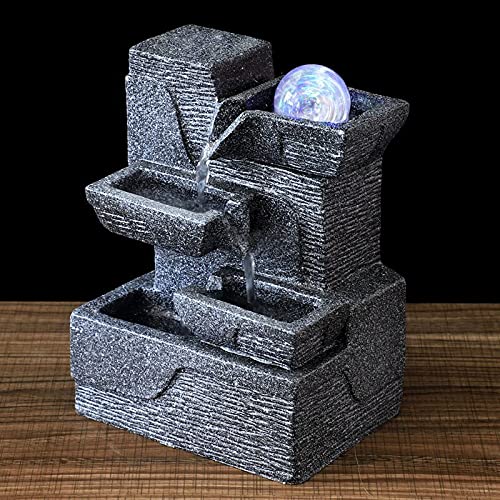 Indoor LED Tabletop Fountain with Rockery Waterfall - Relaxing Water Sound for Home Office Decor, Feng Shui Lucky Table Ornament (110V US Plug, Color 8013) - Perfect for Meditation, Stress Relief & Zen Atmosphere