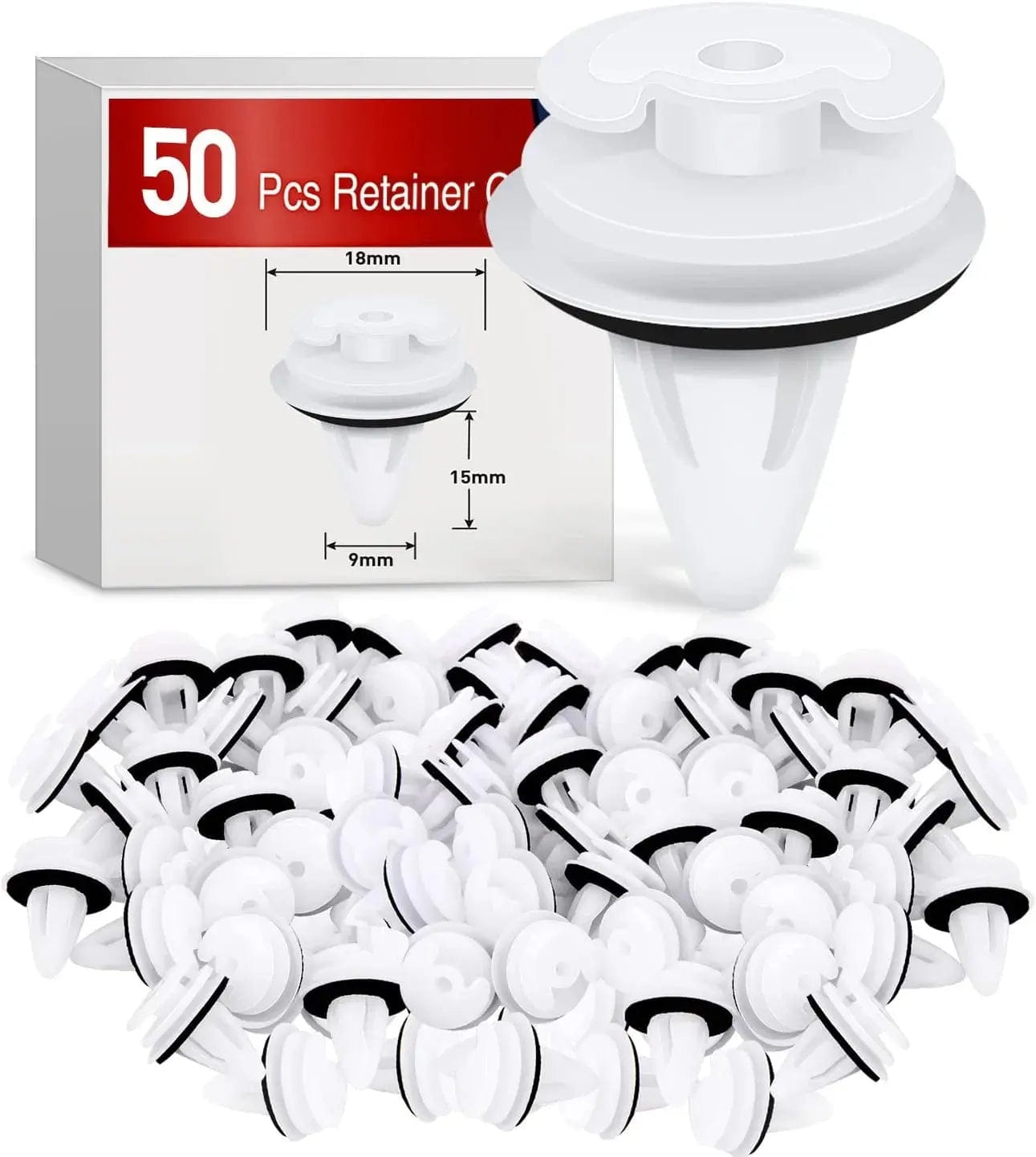 50 Pcs 18mm Hole 9mm Door Trim Panel Retainer Clips with Seal Ring - Compatible with BMW Series 3, 5, 7 (E46 E36 E34 E38 E39 M3) - Replacement for #51411973500 - Perfect for Car Interior Door Panel Repair and Maintenance