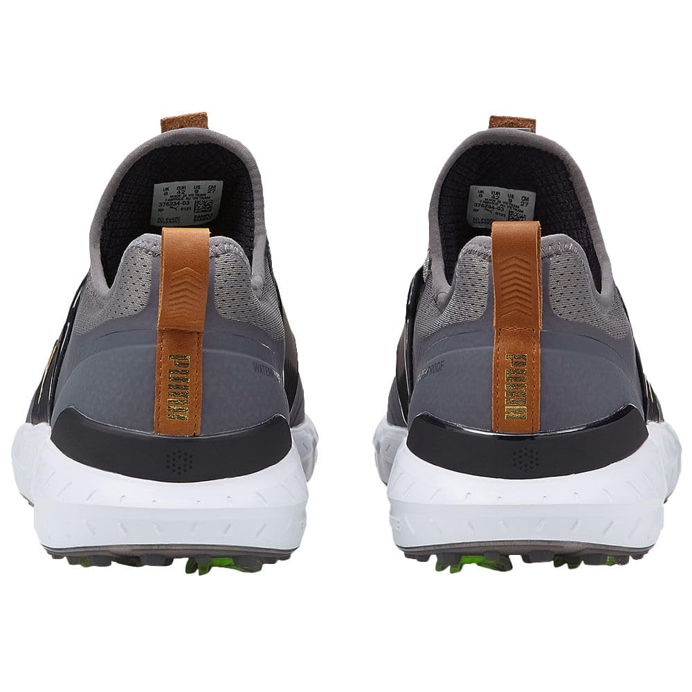 Puma Golf Shoes for Men - Ignite Articulate in Quiet Shade/Gold/Black - Size 9 | Perfect for Golf & Casual Wear