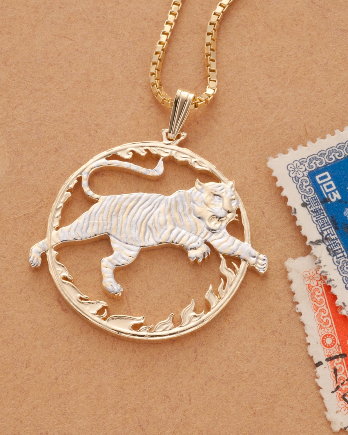 Handmade Tiger Pendant Necklace with Authentic China 10 Yuan Coin - Unique Chinese Cultural Jewelry Gift for Women & Men - Perfect for Festivals, Collections and Special Occasions